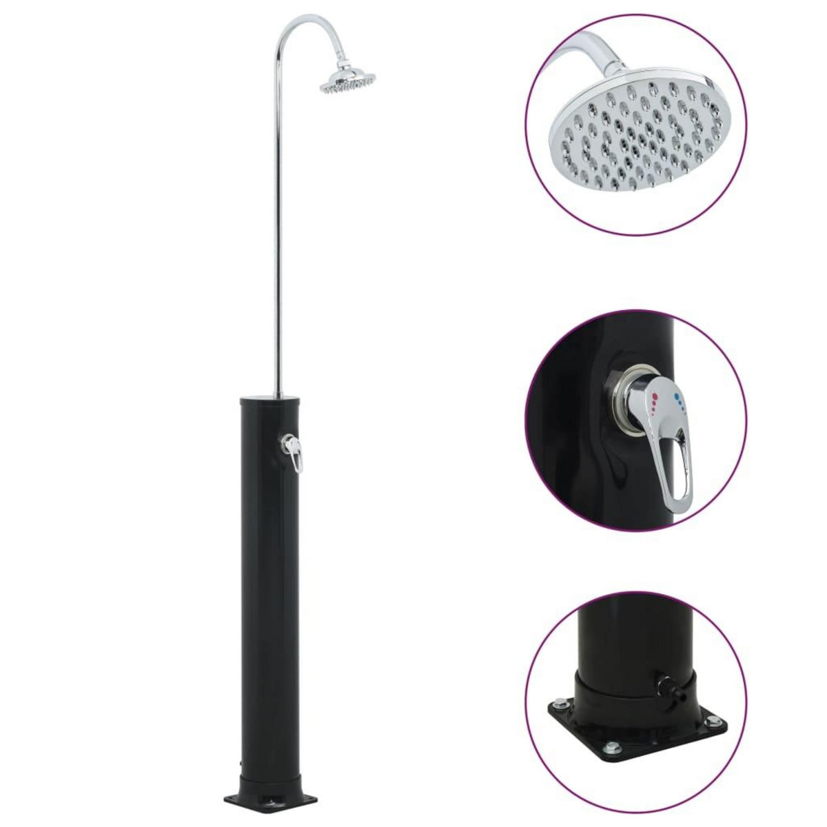 VIDAXL Douche solaire Noir 214 cm 20 L