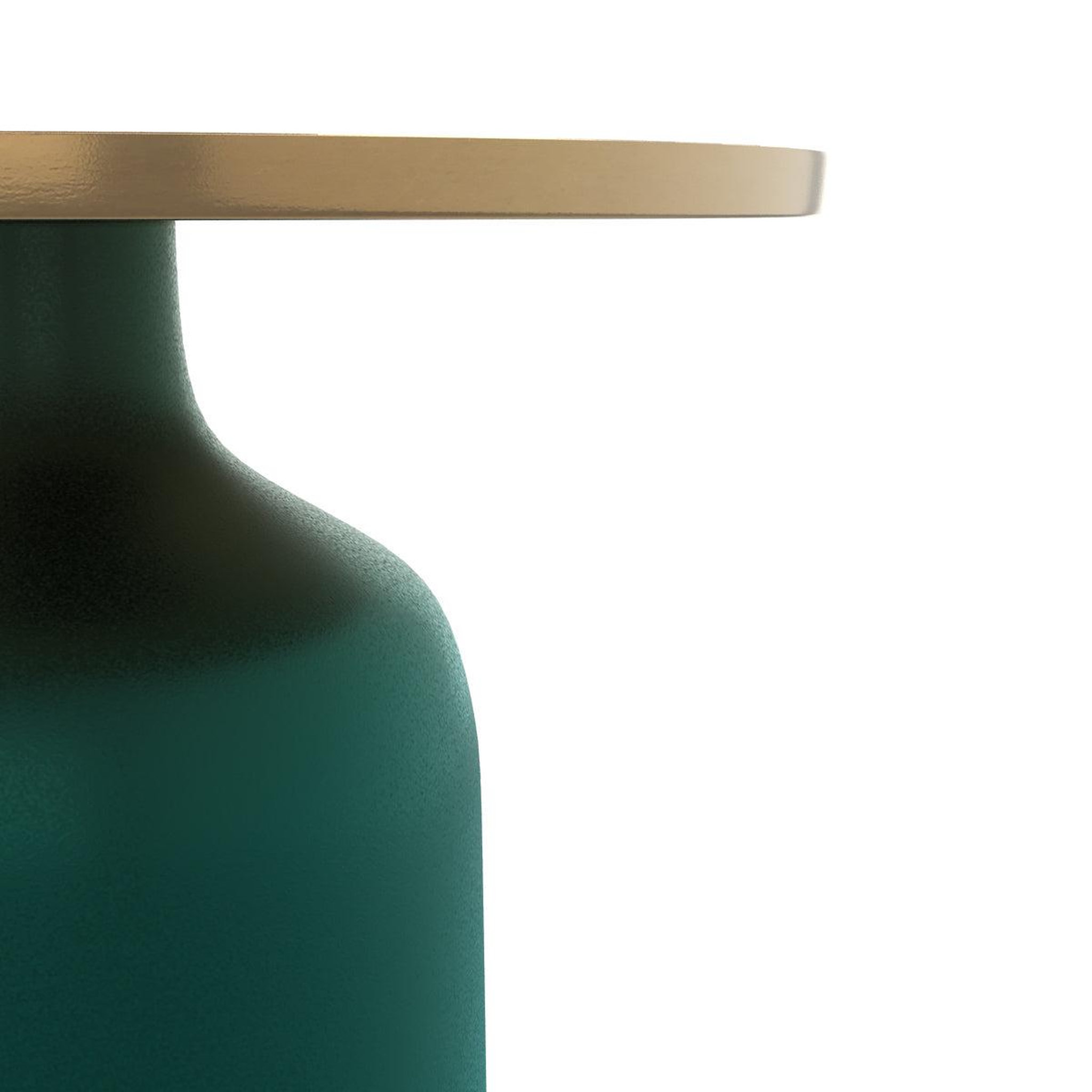 Voir la diapositive 5 : MAISON PAVANE Table d'appoint ronde en métal vert et laiton d49 cm-lyne
