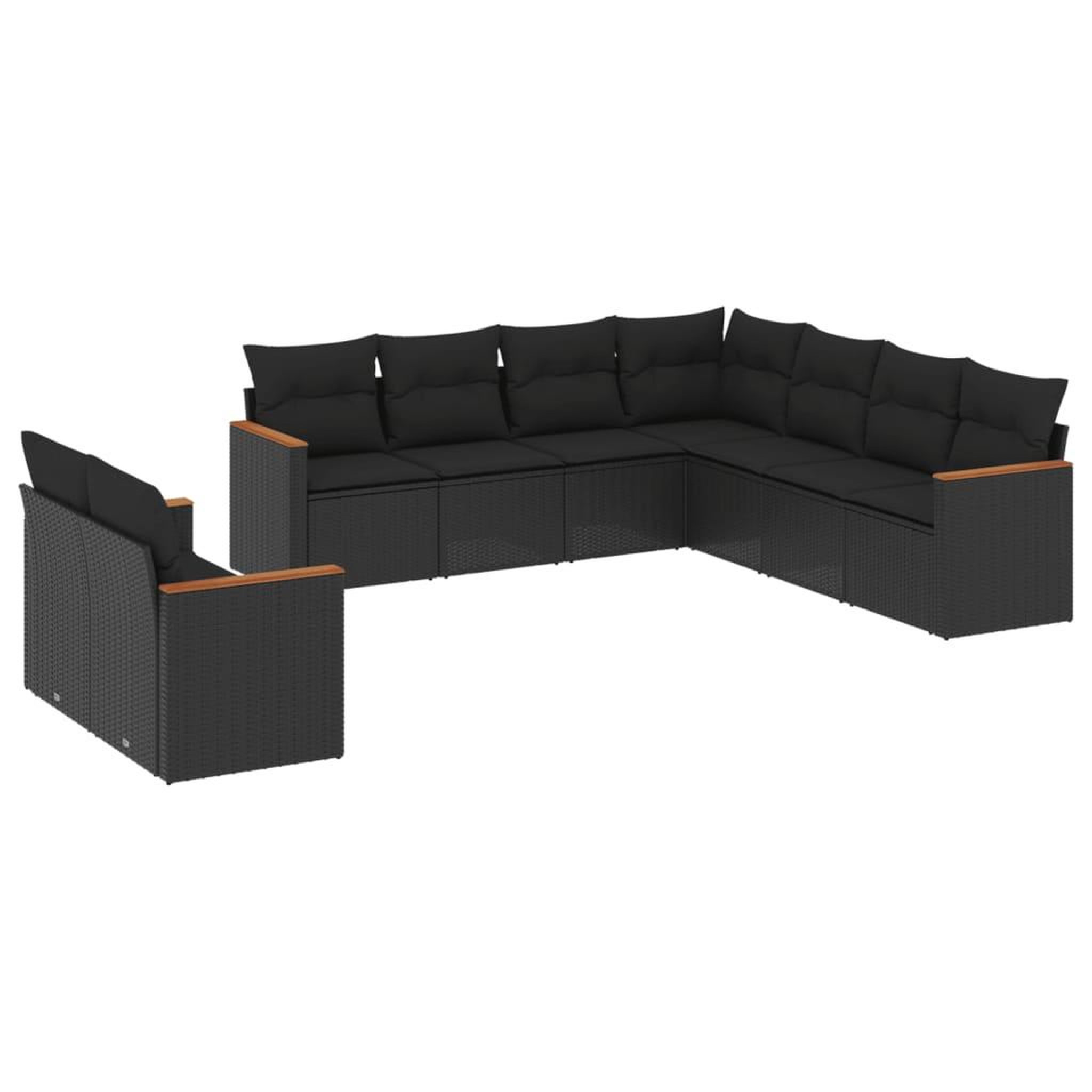 Voir la diapositive 2 : VIDAXL Salon de jardin 9 pcs avec coussins noir resine tressee