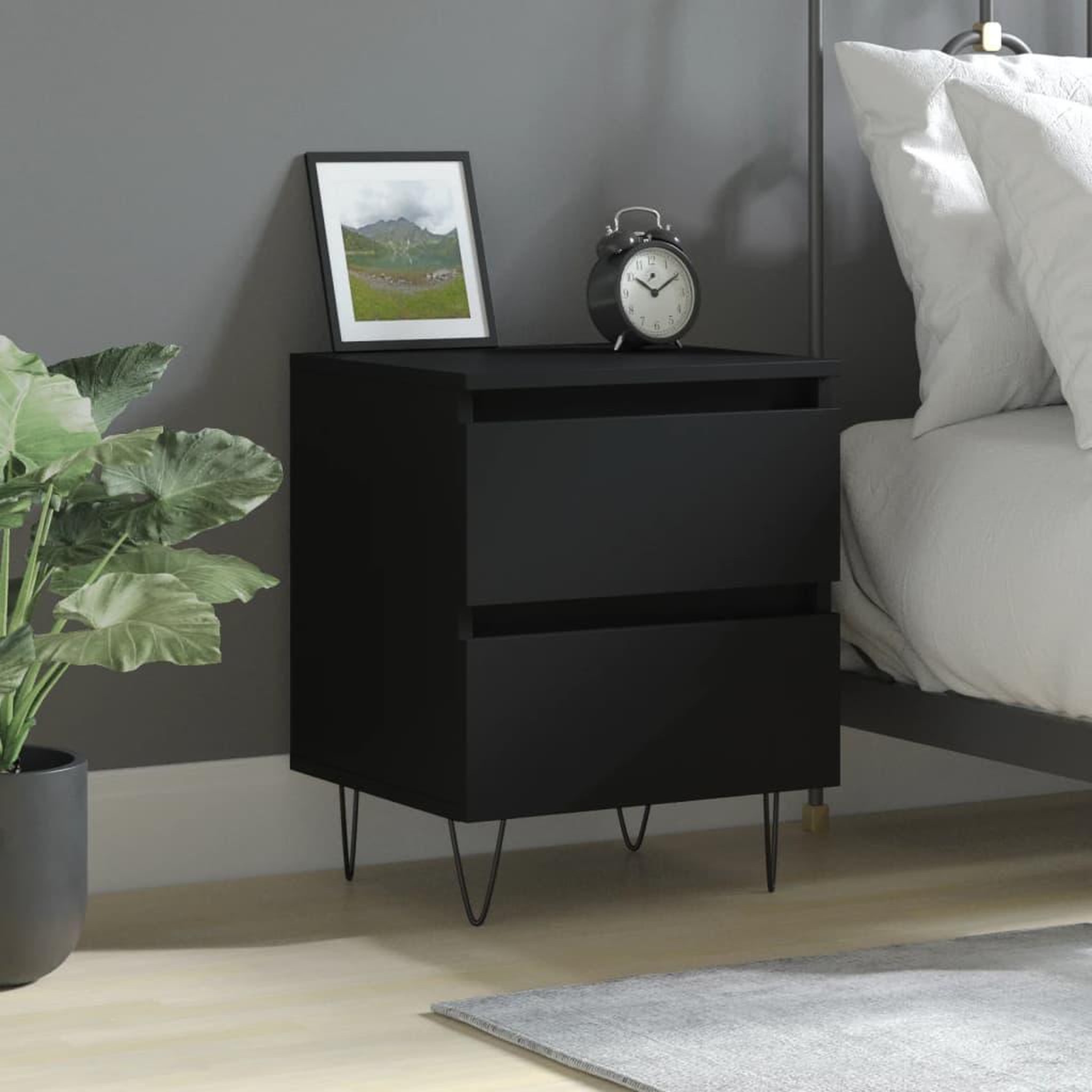 VIDAXL Table de chevet Noir 40x35x50 cm Bois d'ingenierie