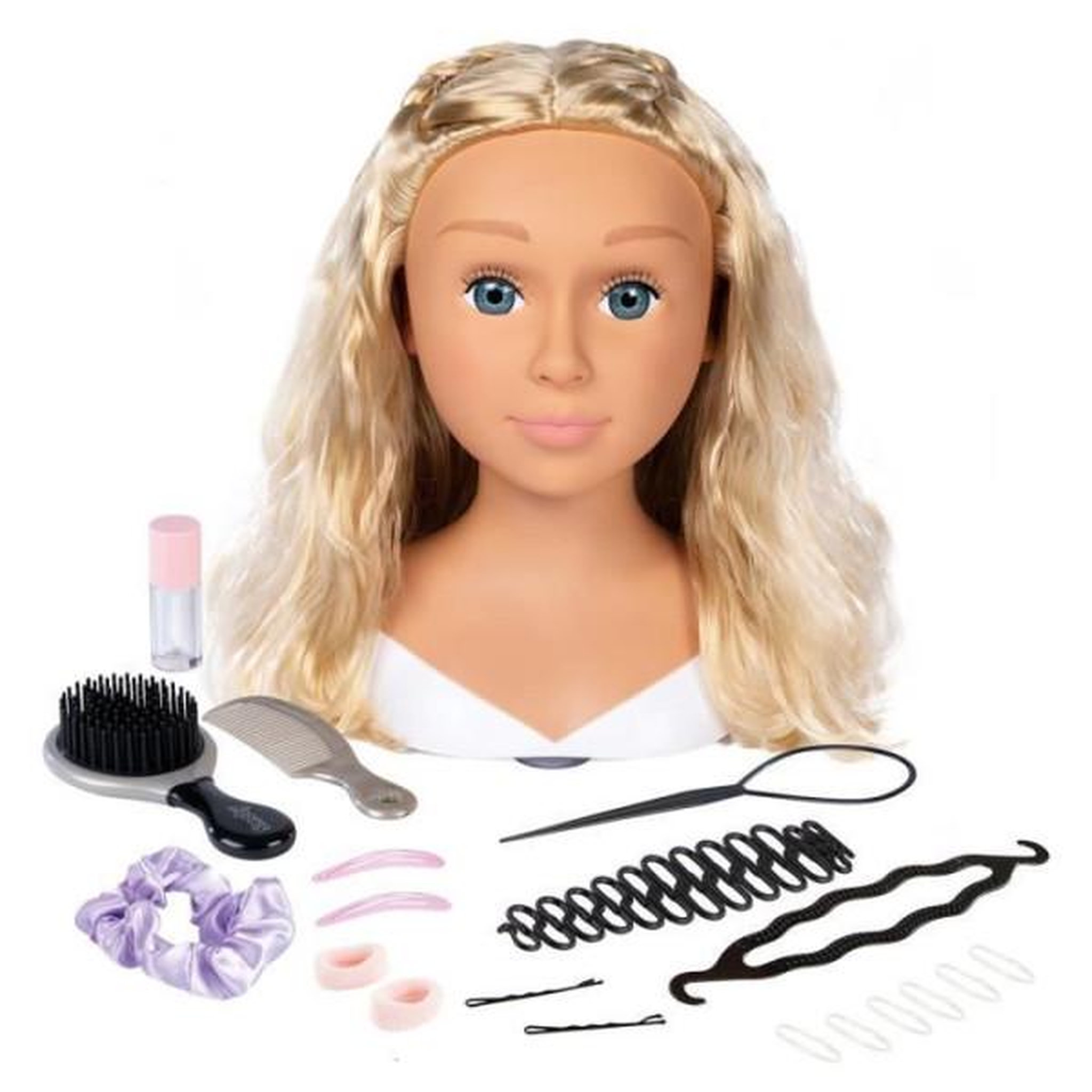 SMOBY Smoby - Tete a coiffer blonde - Facile a coiffer - 19 accessoires réalistes - Levres thermosensibles - Trappe de rangement