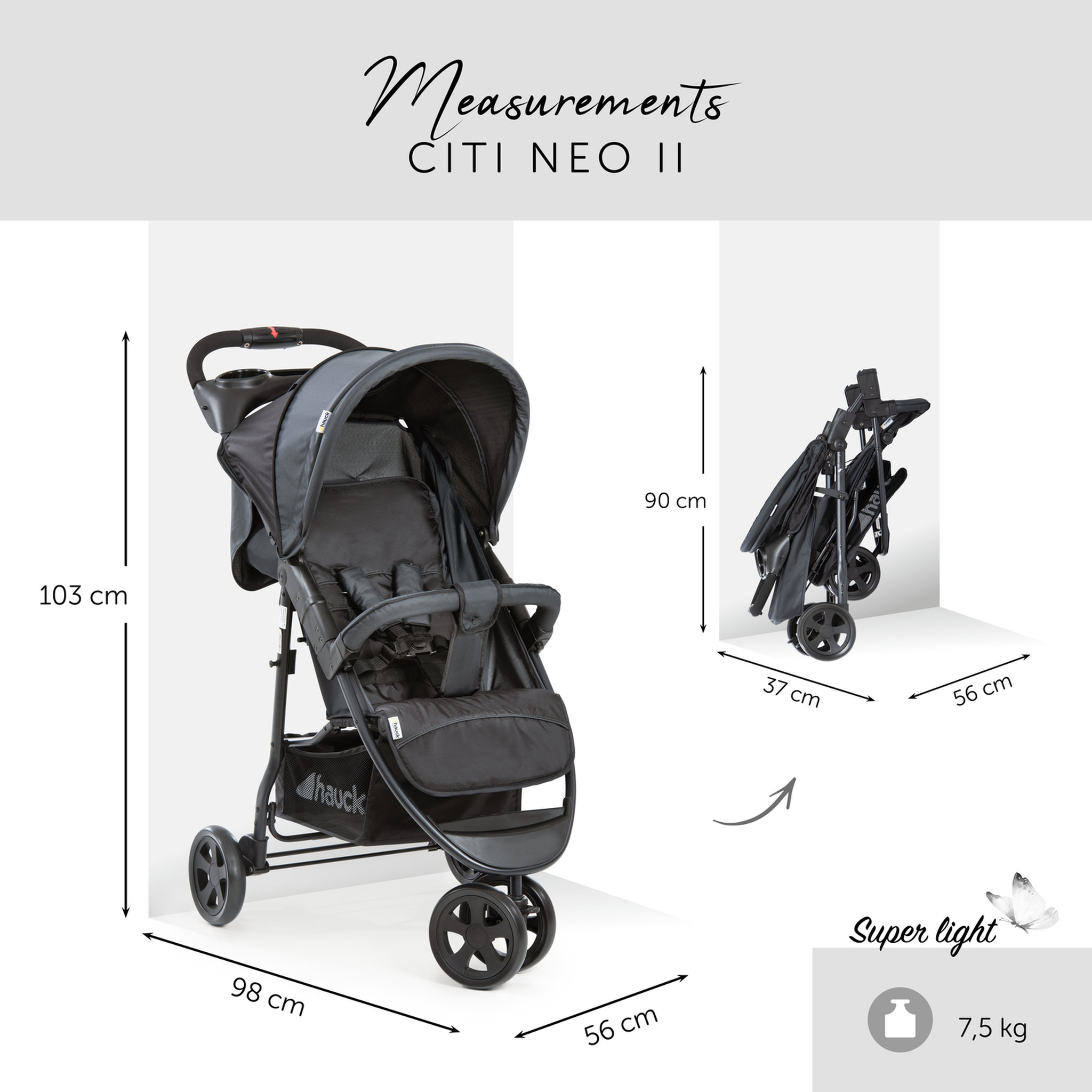 Voir la diapositive 2 : HAUCK Poussette Shopper Citi Neo II - Caviar Stone