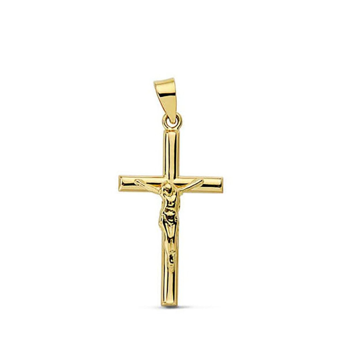 L'ATELIER D'AZUR Pendentif  - Médaille Christ sur la Croix Or 18 Carats 750 Jaune - Chaine Offerte