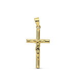 L'ATELIER D'AZUR Pendentif  - Médaille Christ sur la Croix Or 18 Carats 750 Jaune - Chaine Offerte