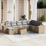 VIDAXL Salon de jardin avec coussins 9pcs melange beige resine tressee