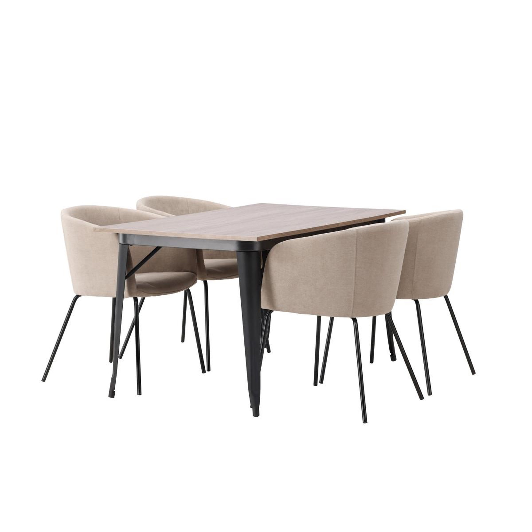 Voir la diapositive 4 : Paris Prix Ensemble table à manger & 4 chaises  tempe & berit  140cm naturel & beige