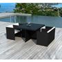 Voir la diapositive 2 : Paris Prix Table & 4 Fauteuils de Jardin  Rocha  115cm Noir & Écru