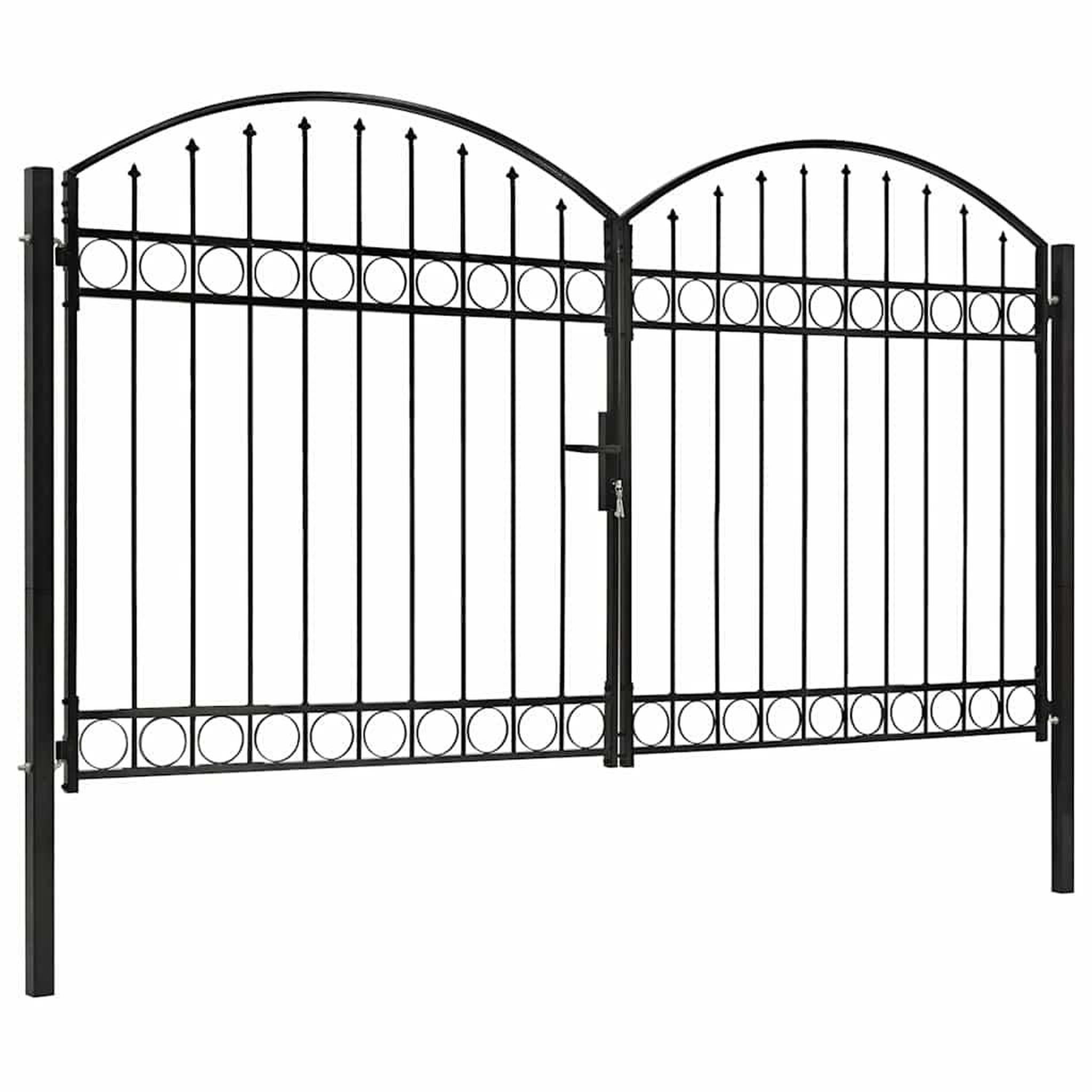 VIDAXL Portail de cloture assen a double porte avec arc en haut en acier 300x200 cm