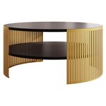 BEST MOBILIER Cruz - table basse ronde - noir et doré - 1 niche - 75 cm. Coloris disponibles : Bicolore