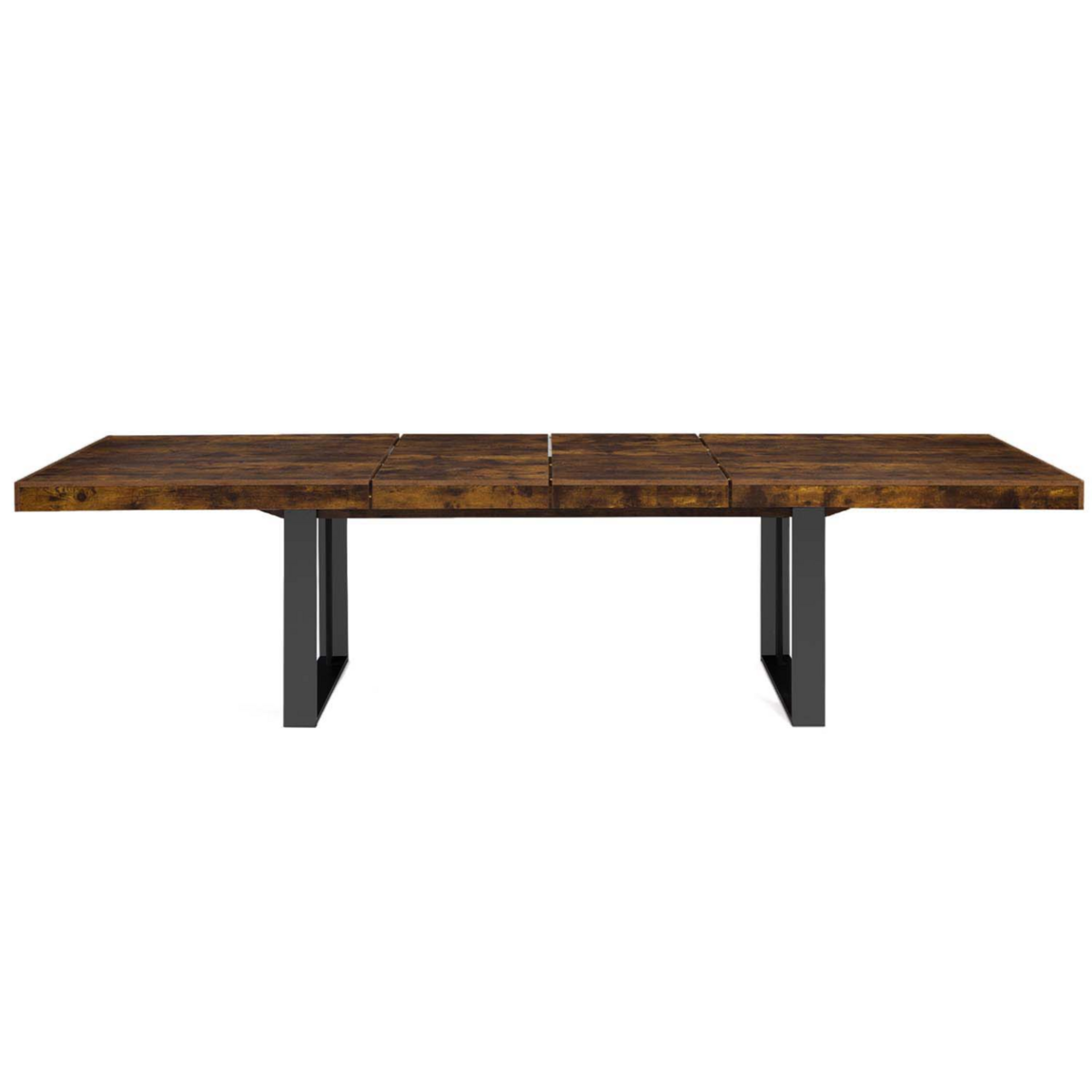 ID MARKET Table à manger extensible rectangle PHOENIX 6-12 personnes bois effet vieilli et noir 200-300 cm