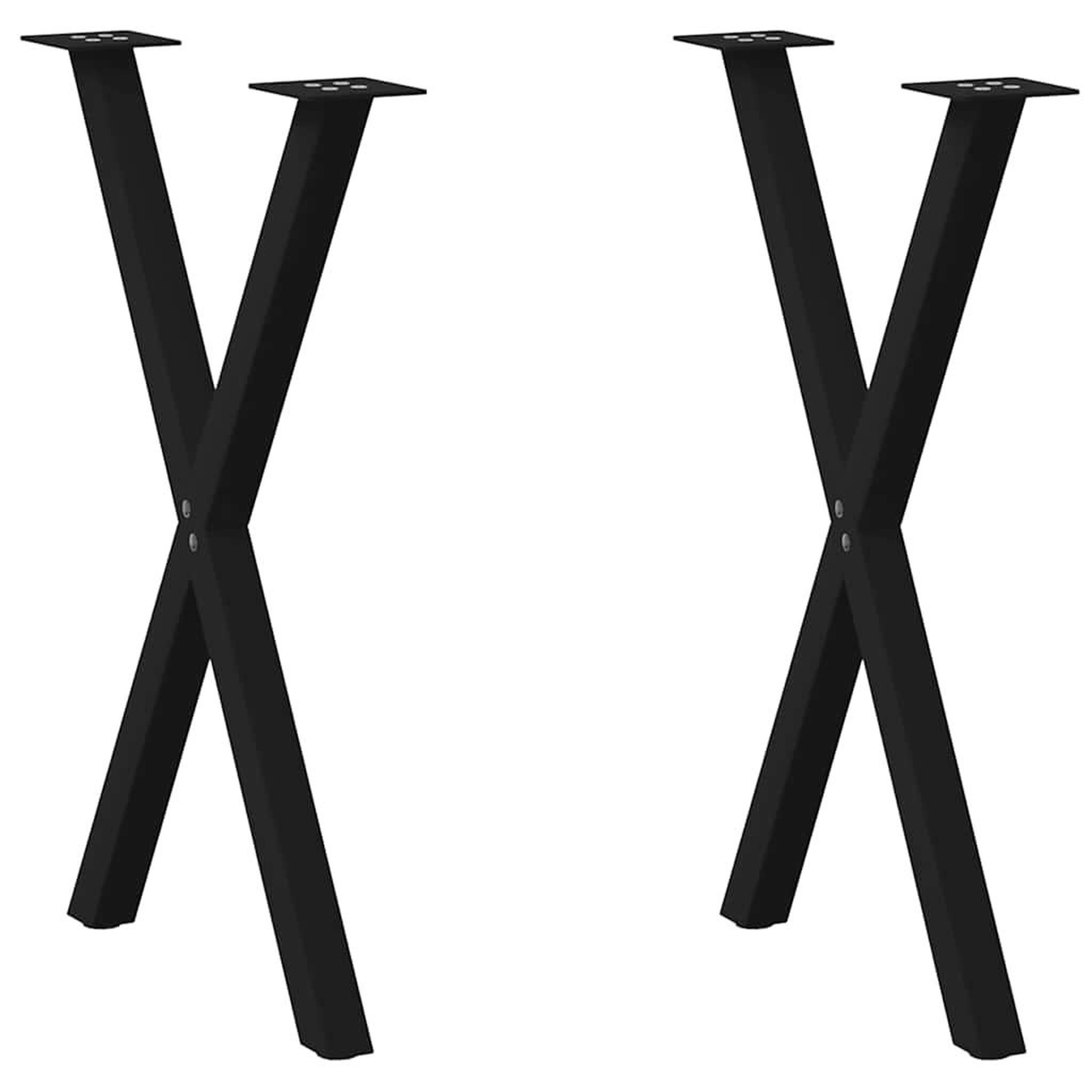 VIDAXL Pieds de table a manger forme de X 2 pcs noir 50x(72-73) cm