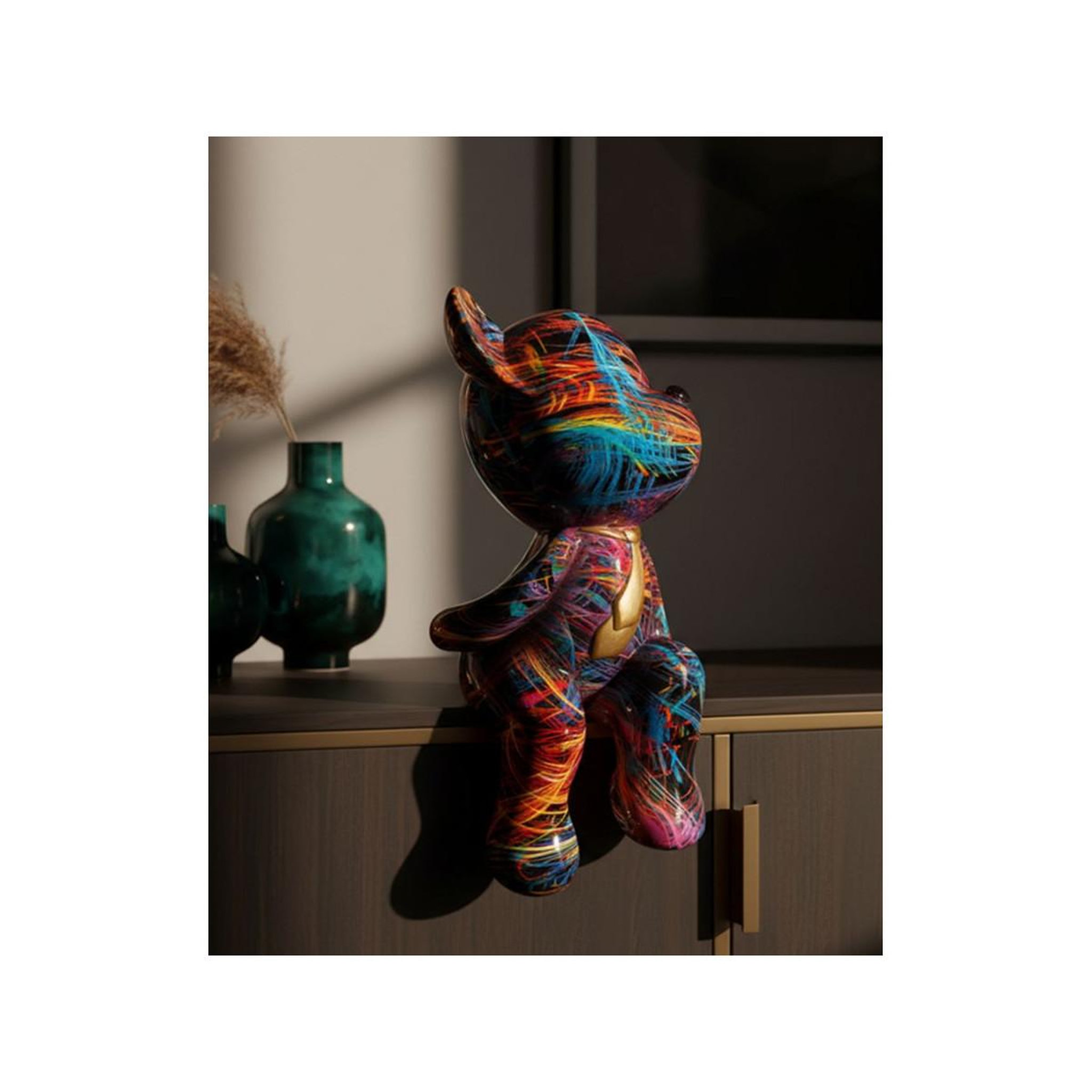 Voir la diapositive 6 : Paris Prix Ourson cravate en résine  psyco  23cm multicolore