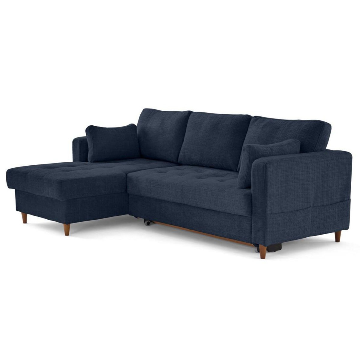 LISA DESIGN Anna - canapé d'angle gauche 4 places convertible avec coffre en velours texturé