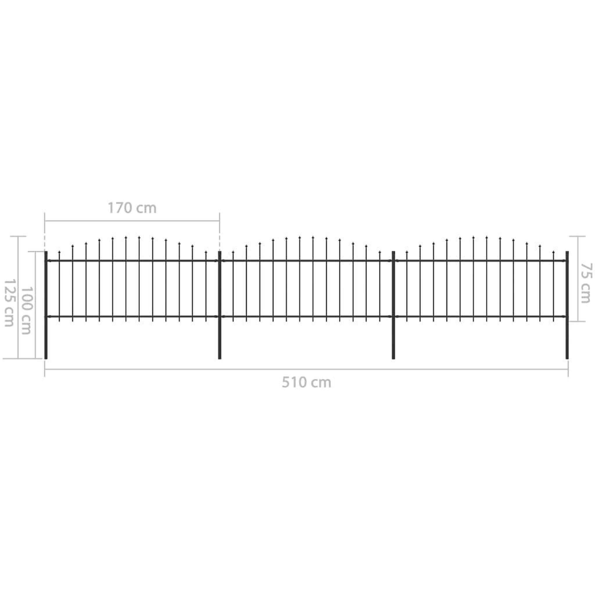 Voir la diapositive 6 : VIDAXL Cloture de jardin a dessus en lance Acier (0,5-0,75)x5,1 m Noir