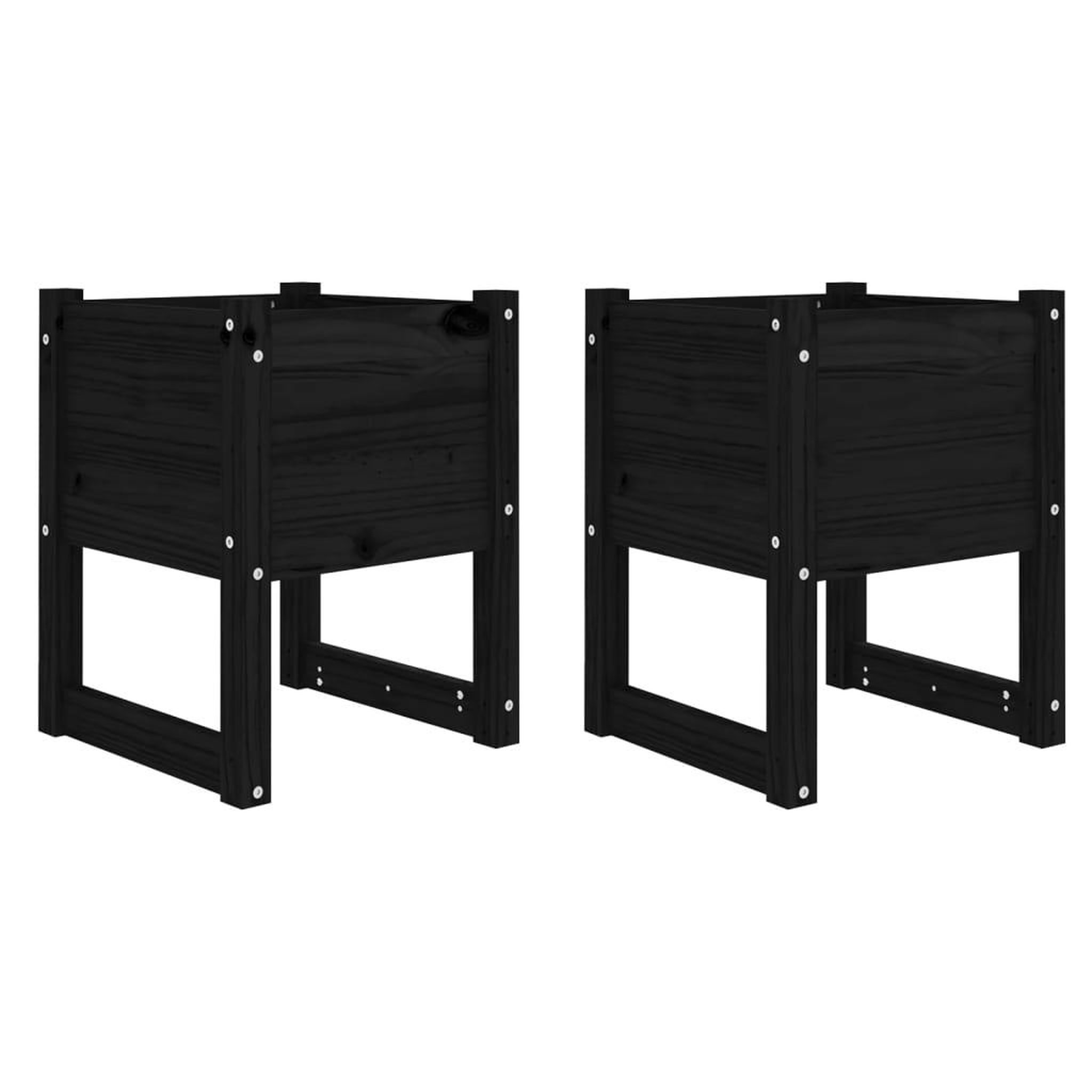 Voir la diapositive 2 : VIDAXL Jardinieres 2 pcs Noir 40x40x52,5 cm Bois massif de pin