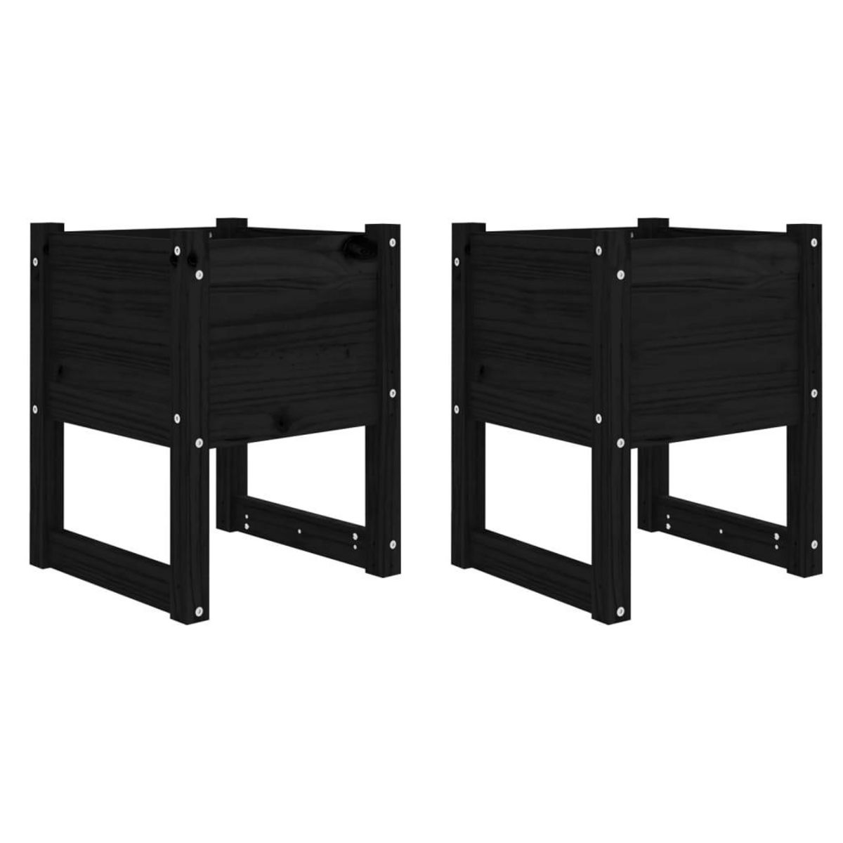 VIDAXL Jardinieres 2 pcs Noir 40x40x52,5 cm Bois massif de pin