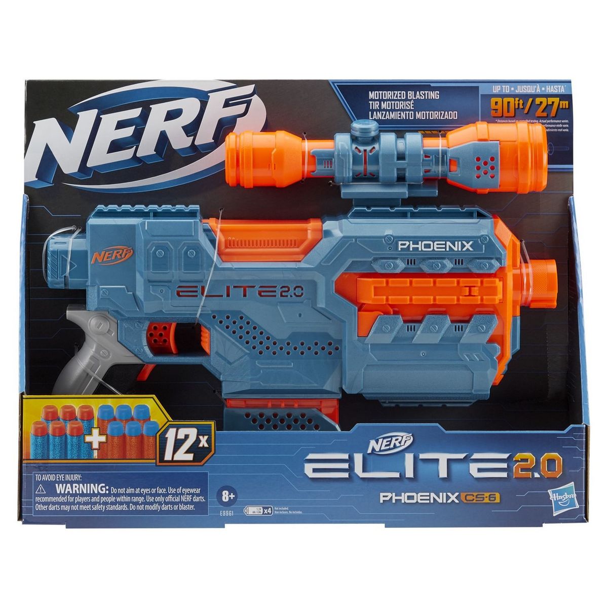 HASBRO Pistolet Elite 2.0 Phoenix CS-6 Nerf + 12 fléchettes Nerf