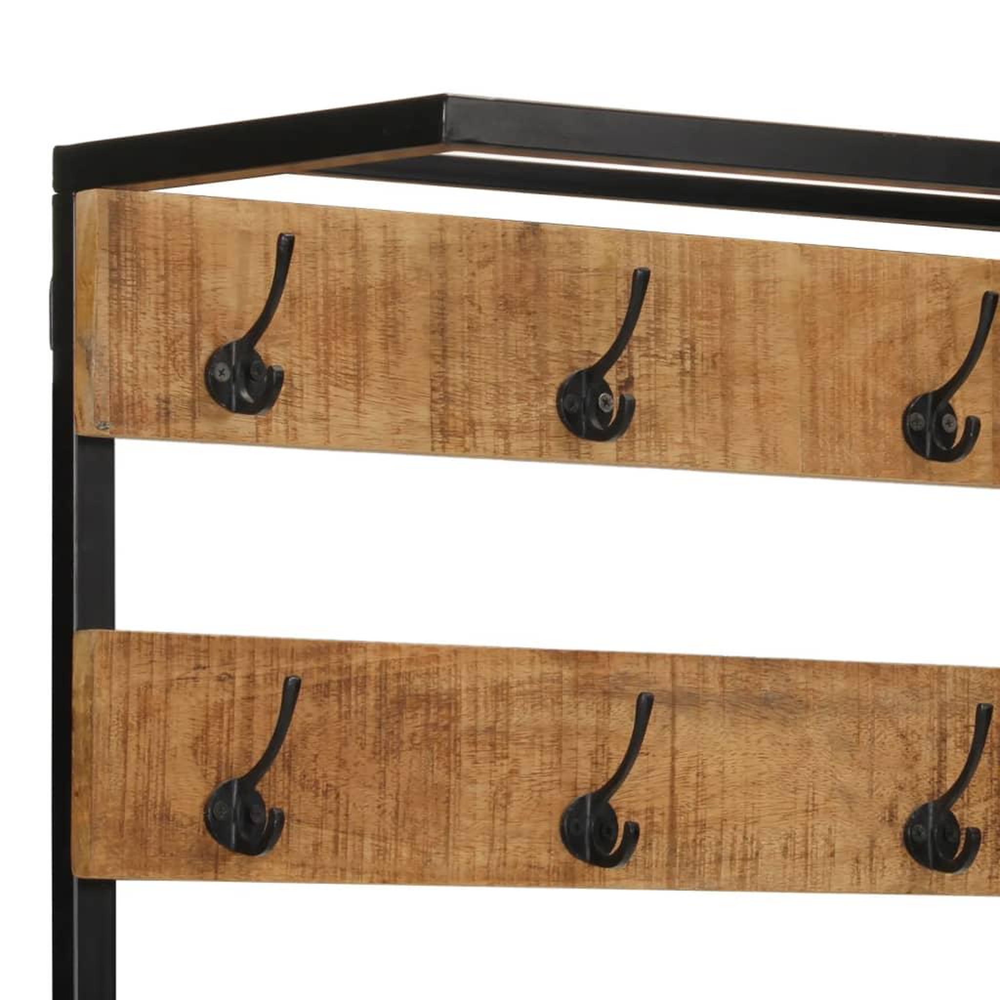 Voir la diapositive 5 : VIDAXL Porte-manteau et rangement des chaussures bois de manguier fer