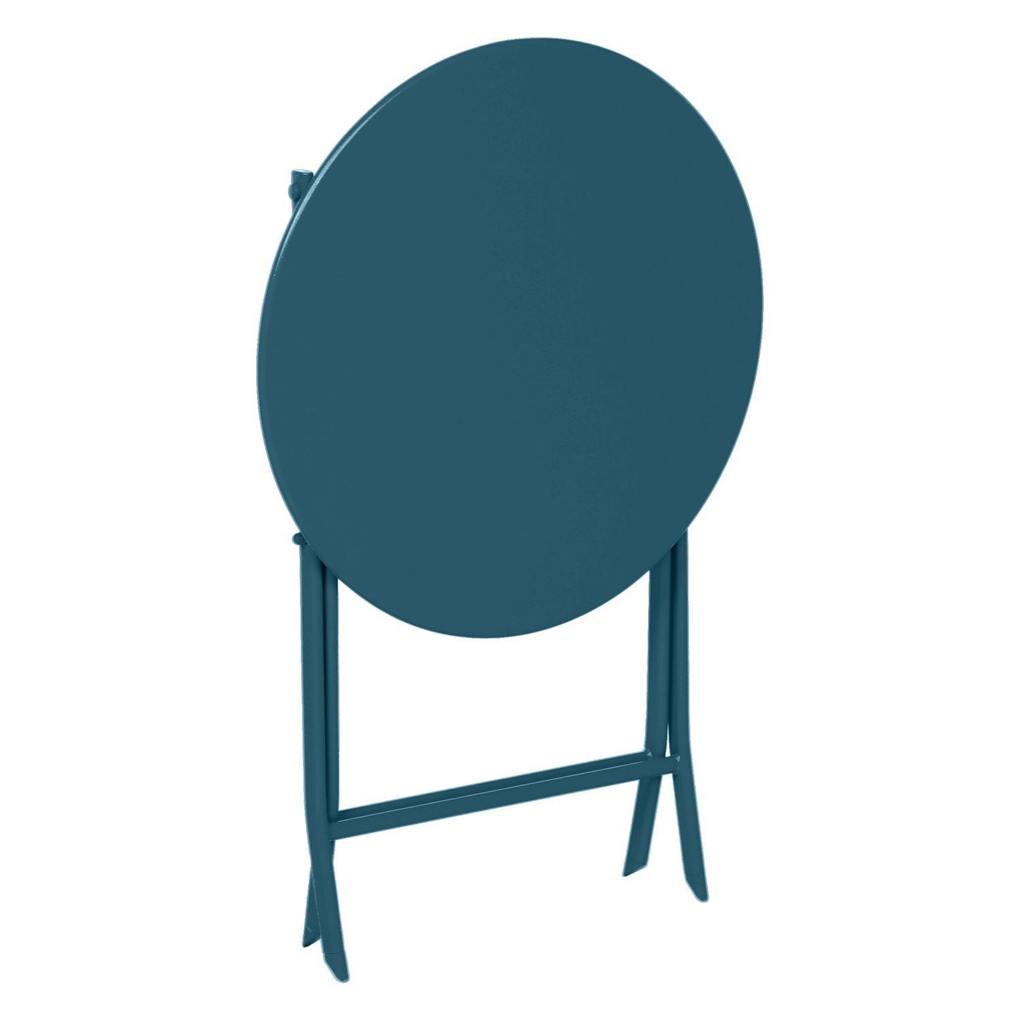 Voir la diapositive 4 : TOILINUX Ensemble table de jardin pliante + 2 chaises greensboro - bleu canard