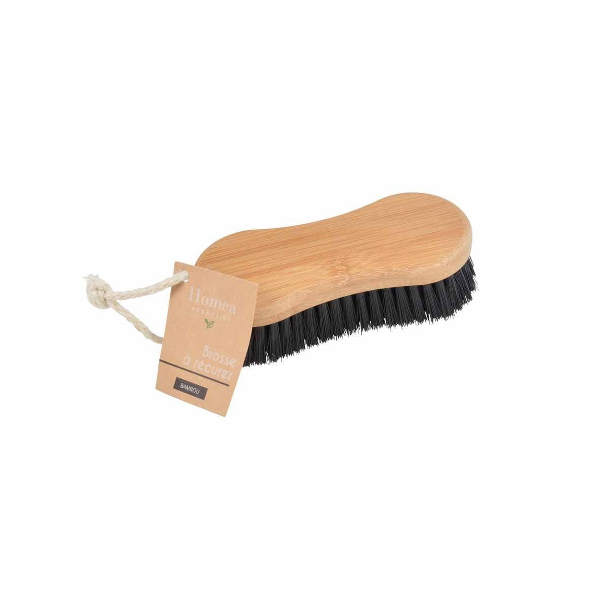 Voir la diapositive 2 : HOMEA Brosse à récurer  bambou  15cm anthracite