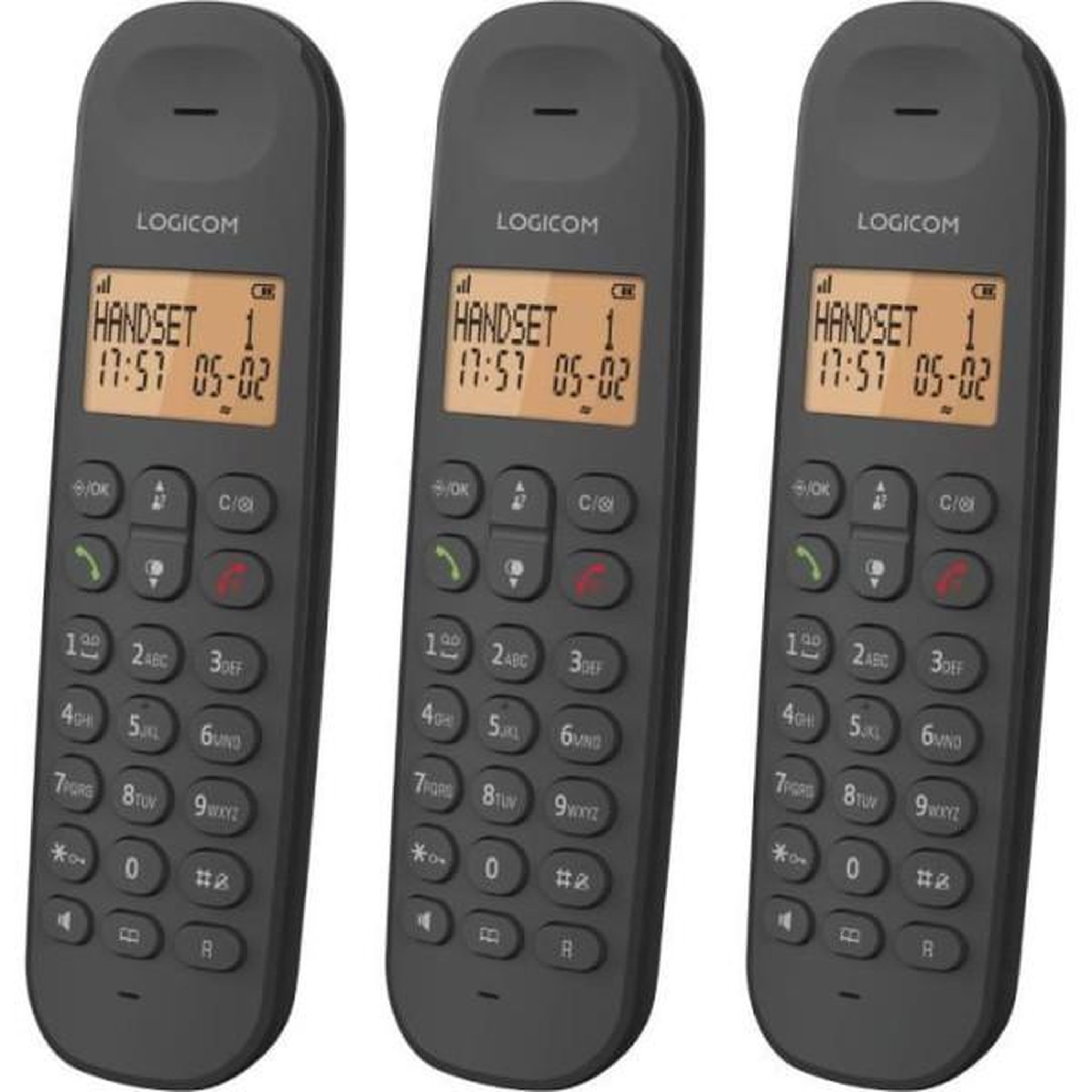 Voir la diapositive 3 : Logicom Téléphone fixe sans fil - LOGICOM - DECT ILOA 350 TRIO - Noir - Sans répondeur