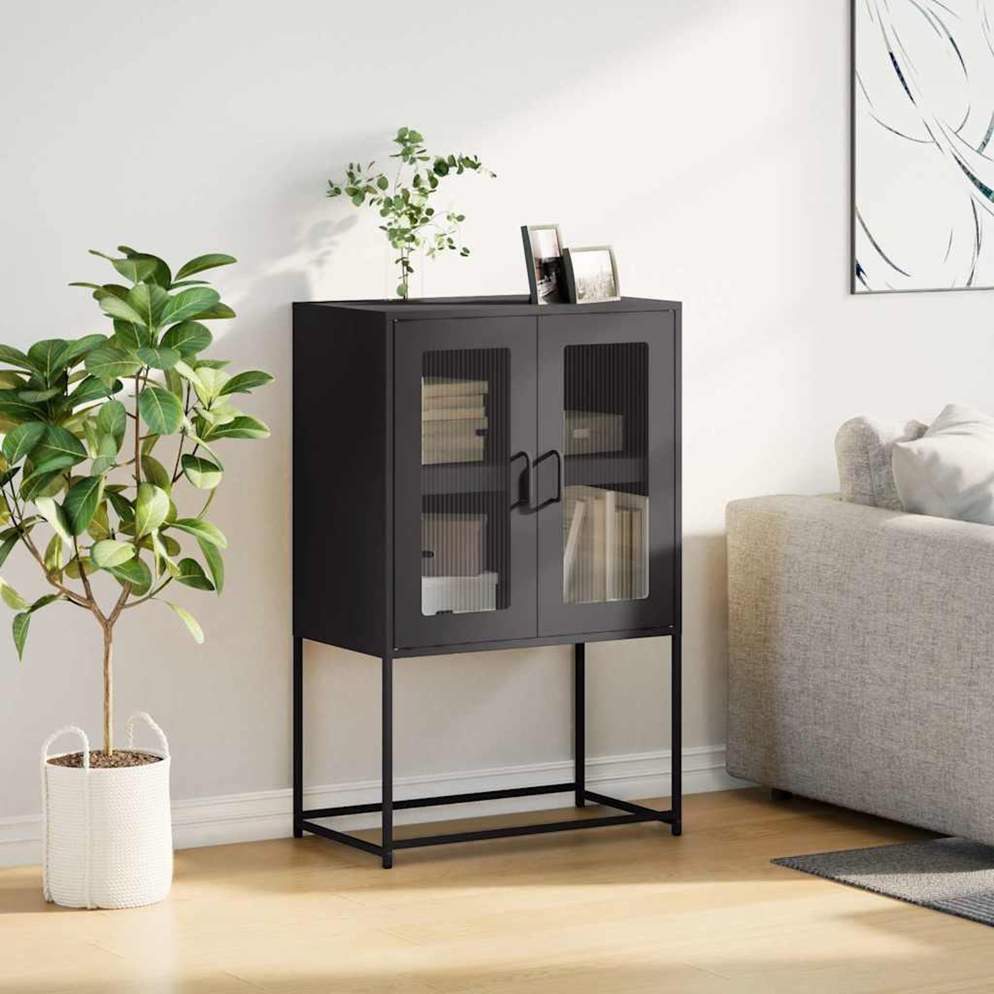 Voir la diapositive 3 : VIDAXL Buffet haut noir 68x39x107 cm acier