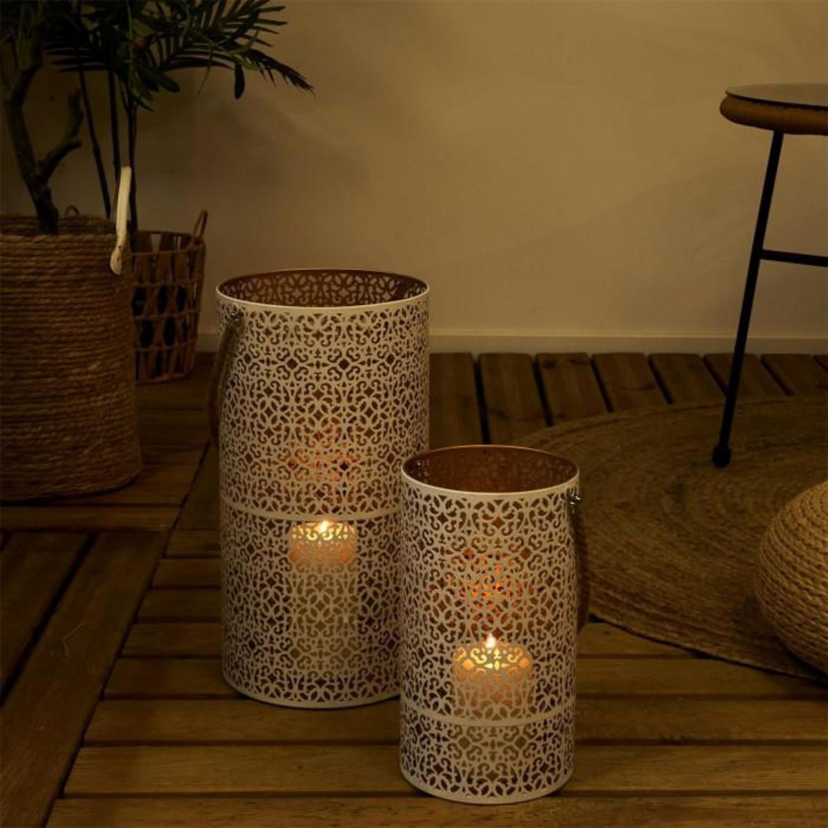 Paris Prix Lot de 2 Lanternes Déco  Ajouré  39cm Blanc