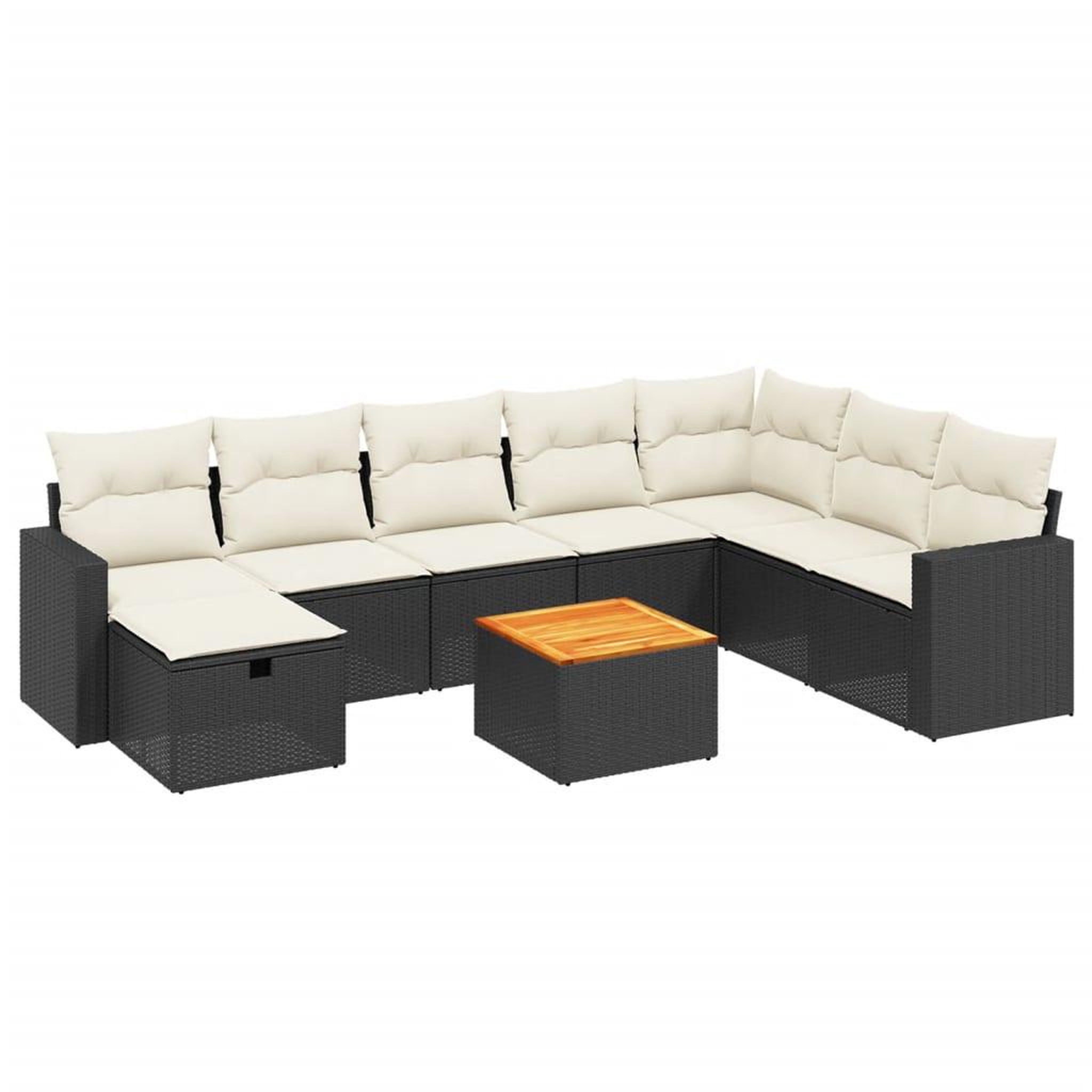Voir la diapositive 2 : VIDAXL Salon de jardin 9 pcs avec coussins noir resine tressee