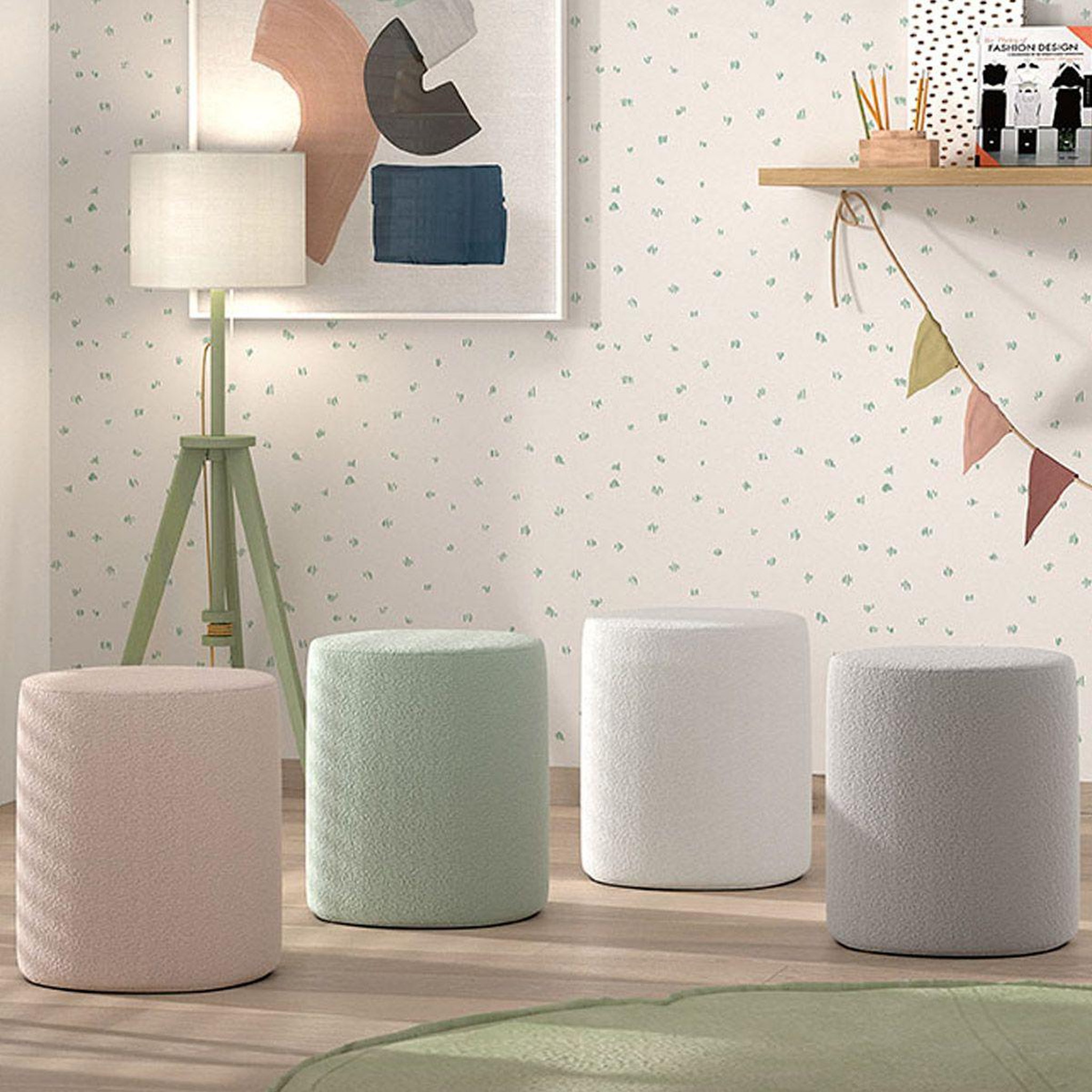 Voir la diapositive 3 : Paris Prix Pouf design bouclé  moon  41cm vert