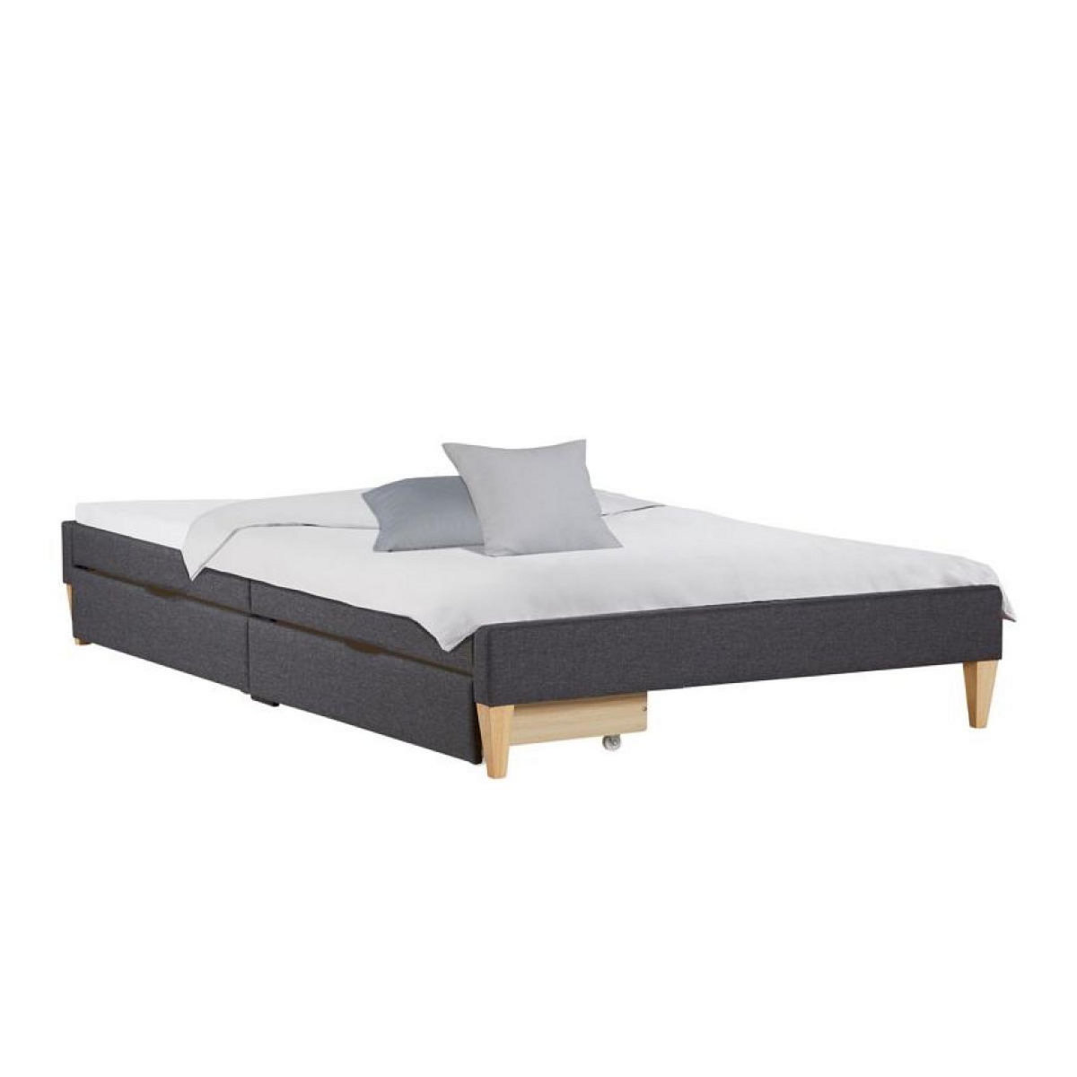 HomeStyle4U Lit capitonné avec matelas 140x200 cm 2 tiroirs