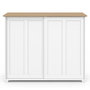 Voir la diapositive 3 : ID MARKET Buffet 100 cm JANGO 2 portes coulissantes blanc et plateau bois