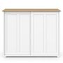 Voir la diapositive 3 : ID MARKET Buffet 100 cm JANGO 2 portes coulissantes blanc et plateau bois