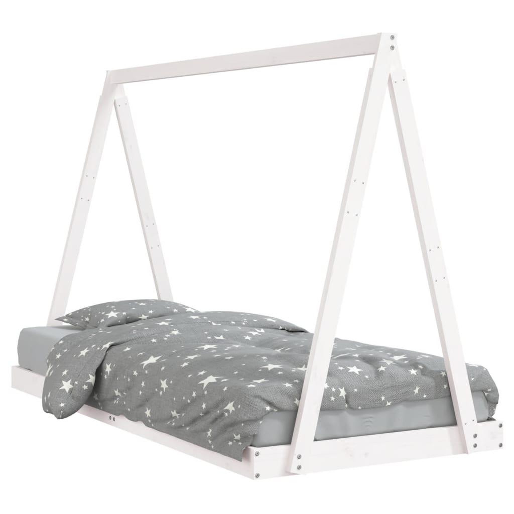 Voir la diapositive 2 : VIDAXL Cadre de lit pour enfants blanc 90x200 cm bois de pin massif
