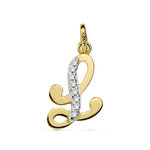 L'ATELIER D'AZUR Pendentif Or 18 Carats 750 Jaune Serti de Zirconiums - Initiale Lettre  L  - Chaine Offerte