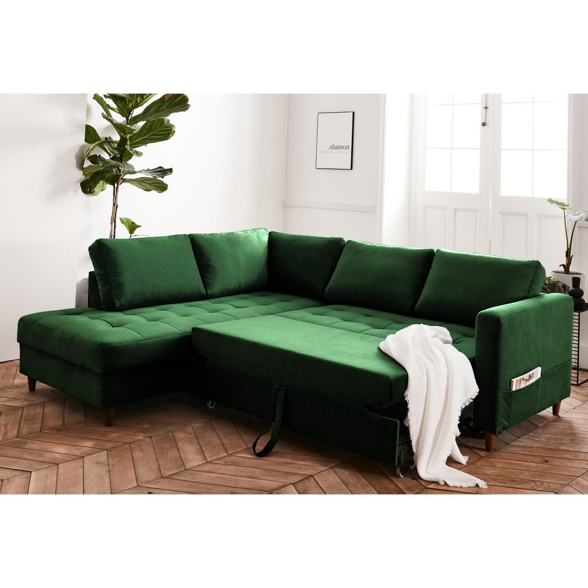 LISA DESIGN Anna - canapé d'angle gauche - 5 places - convertible - en velours