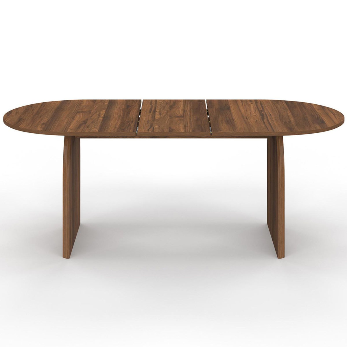 ID MARKET Table à manger extensible japandi ovale EDITH 6-10 personnes effet noyer 160 - 200 cm