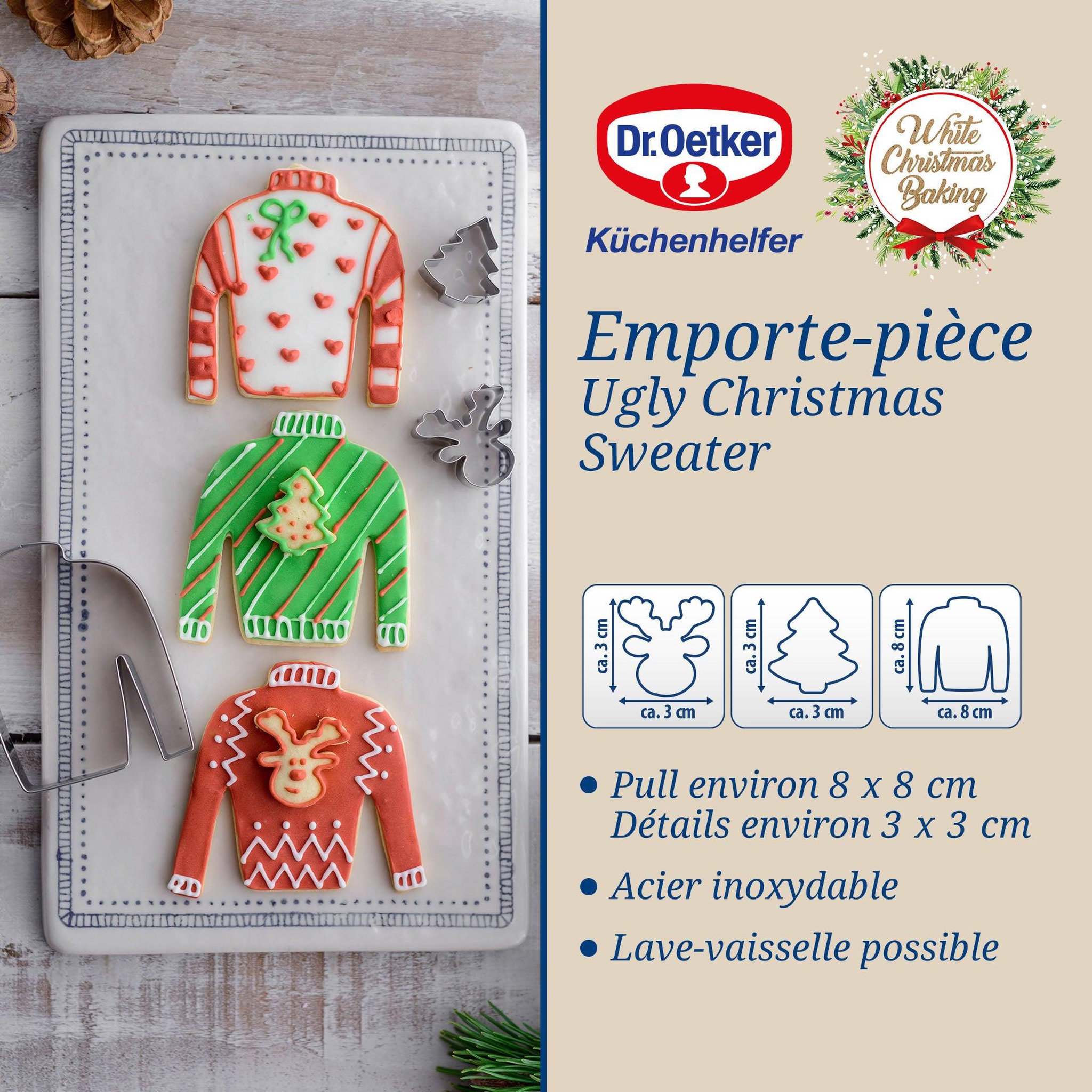 Voir la diapositive 2 : DR.OETKER Ensemble de 3 emporte-pièces  Pull de Noël  Dr.Oetker Baker Edition