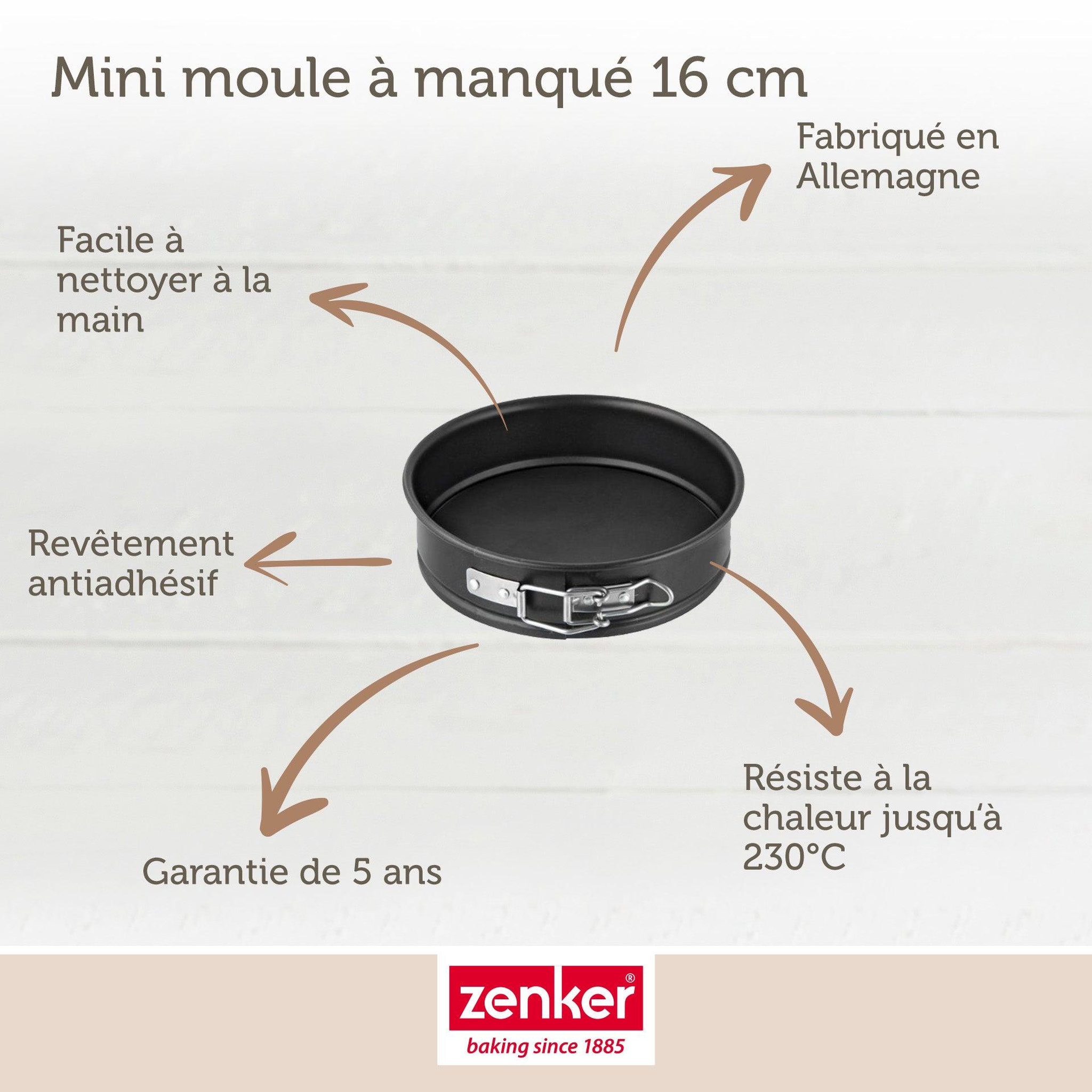 Voir la diapositive 3 : ZENKER Lot de 2 moules à manqué à charnière 16 cm zenker spécial mini