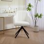 Voir la diapositive 2 : HOMCOM Fauteuil design piètement acier noir 4 branches effet laine bouclée blanc