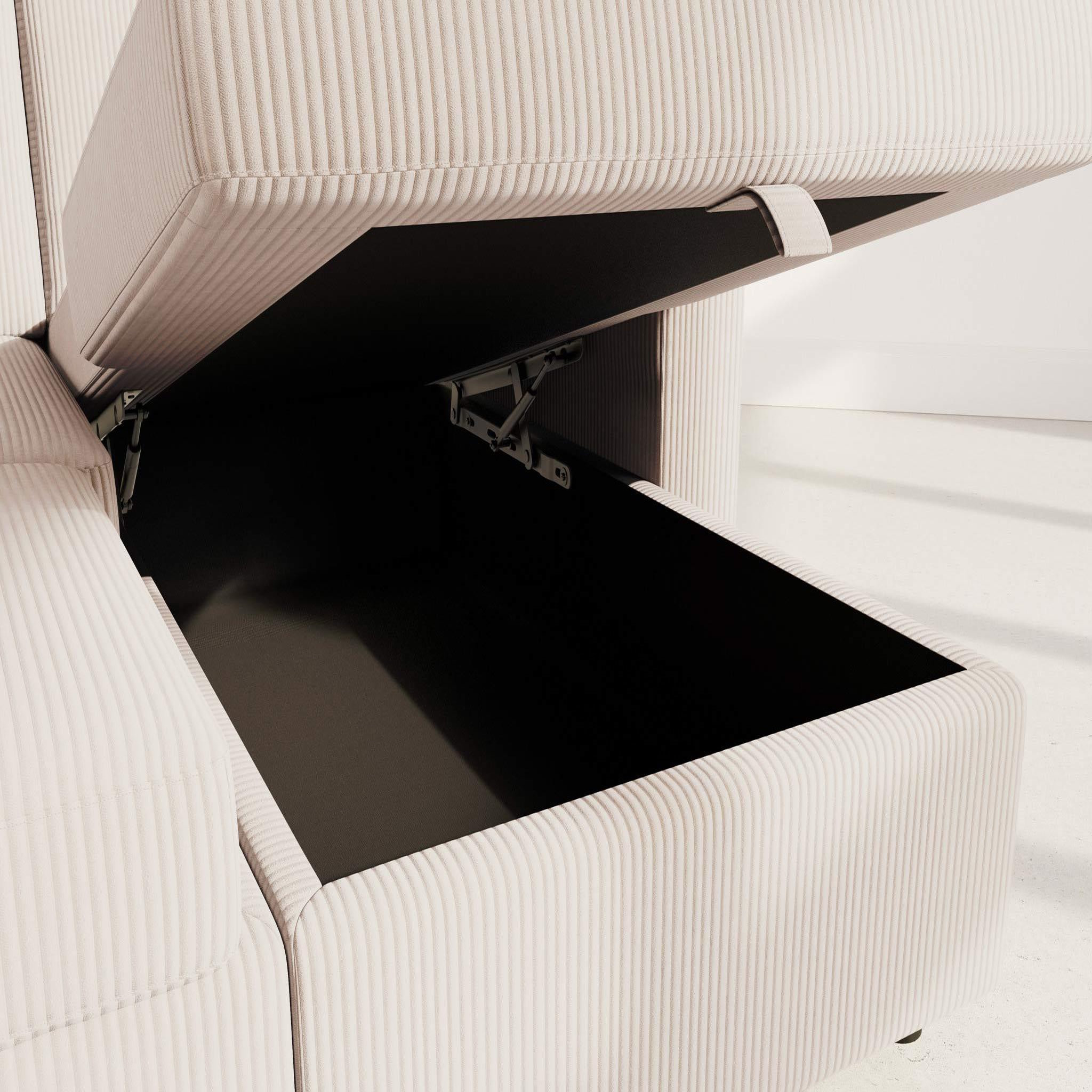 Voir la diapositive 6 : BEST MOBILIER Meiya - canapé panoramique en u 7 places convertible avec coffre en velours côtelé