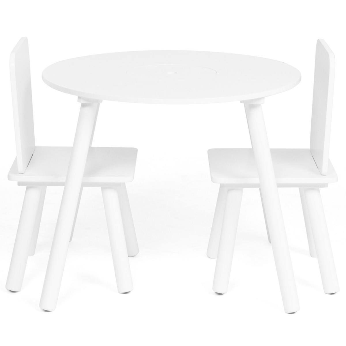 ID MARKET Table + 2 chaises enfant CANDICE avec espace de rangement en bois blanc
