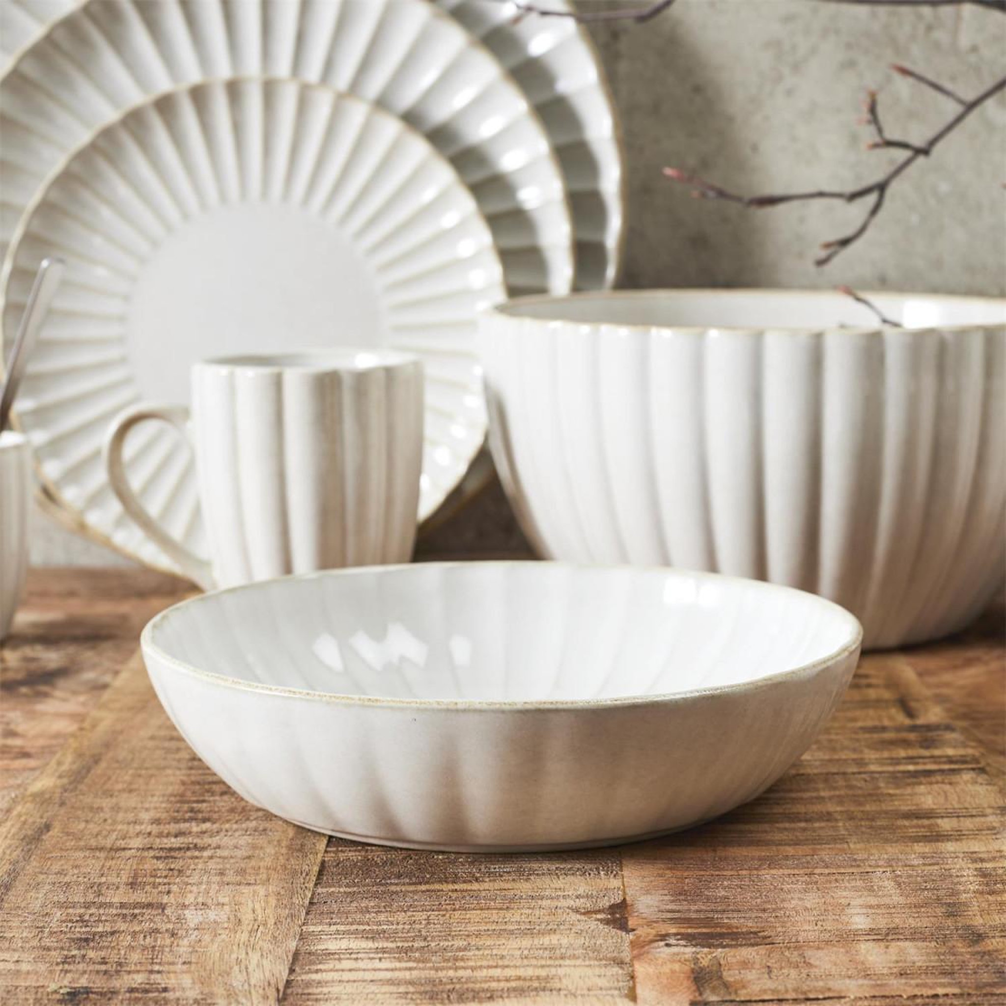 Voir la diapositive 3 : The Home Deco Factory Lot de 6 assiettes creuses  vlora  25cm beige