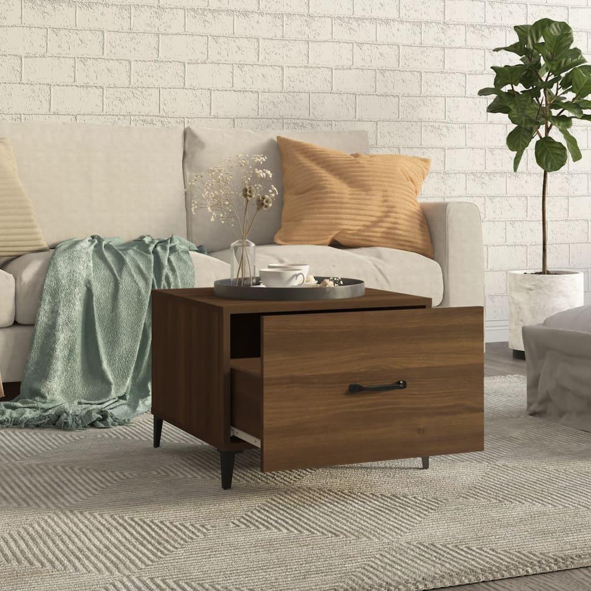 Voir la diapositive 3 : VIDAXL Tables basses avec pieds en metal 2 pcs Chene marron 50x50x40cm