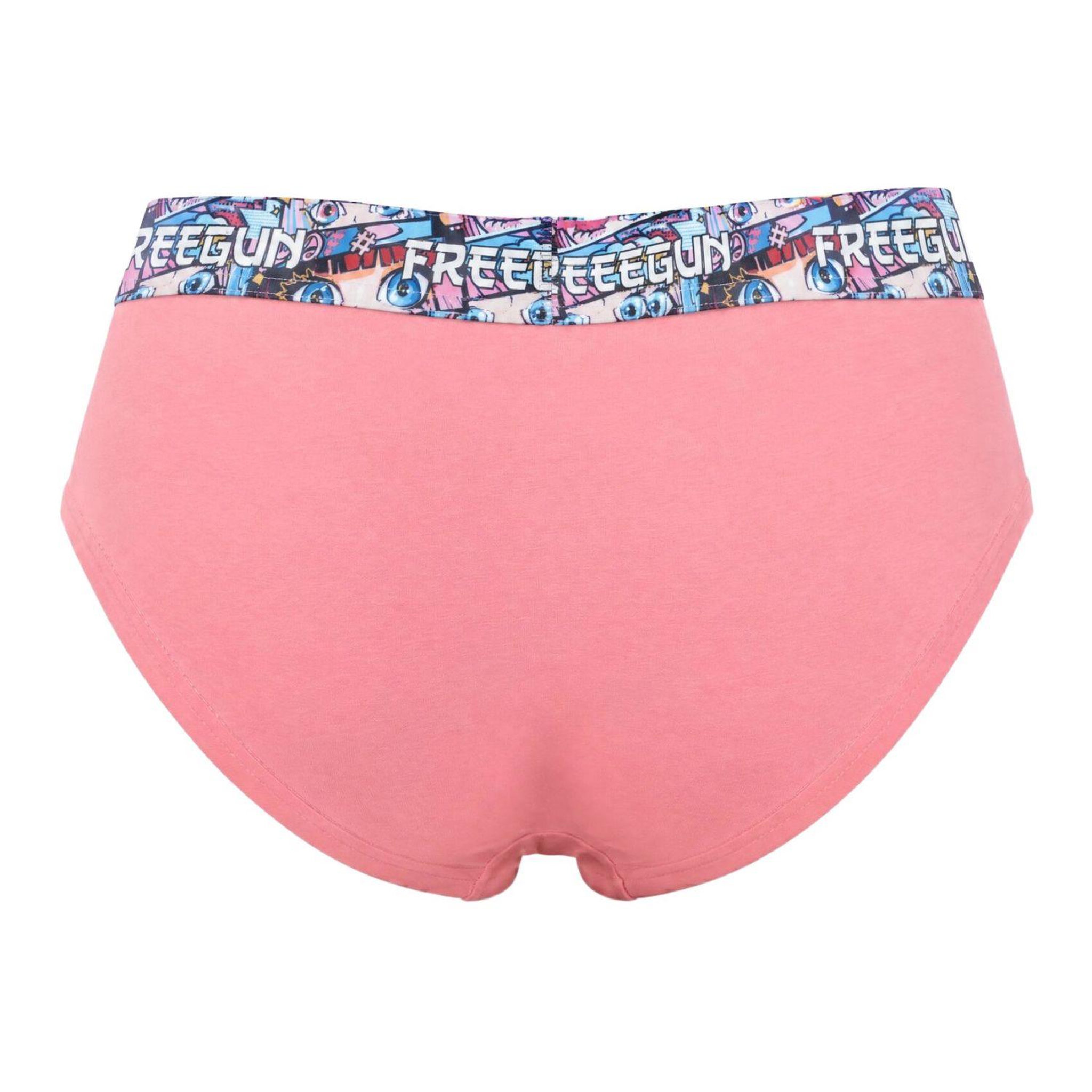 Voir la diapositive 6 : FREEGUN Lot  3 culottes fille en coton uni et ceinture imprimée