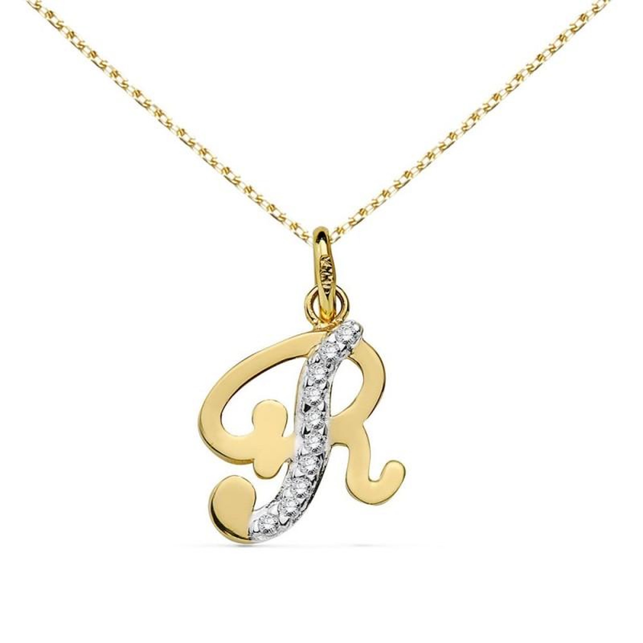 L'ATELIER D'AZUR Collier - Pendentif Initiale Lettre  R  - Chaine Dorée