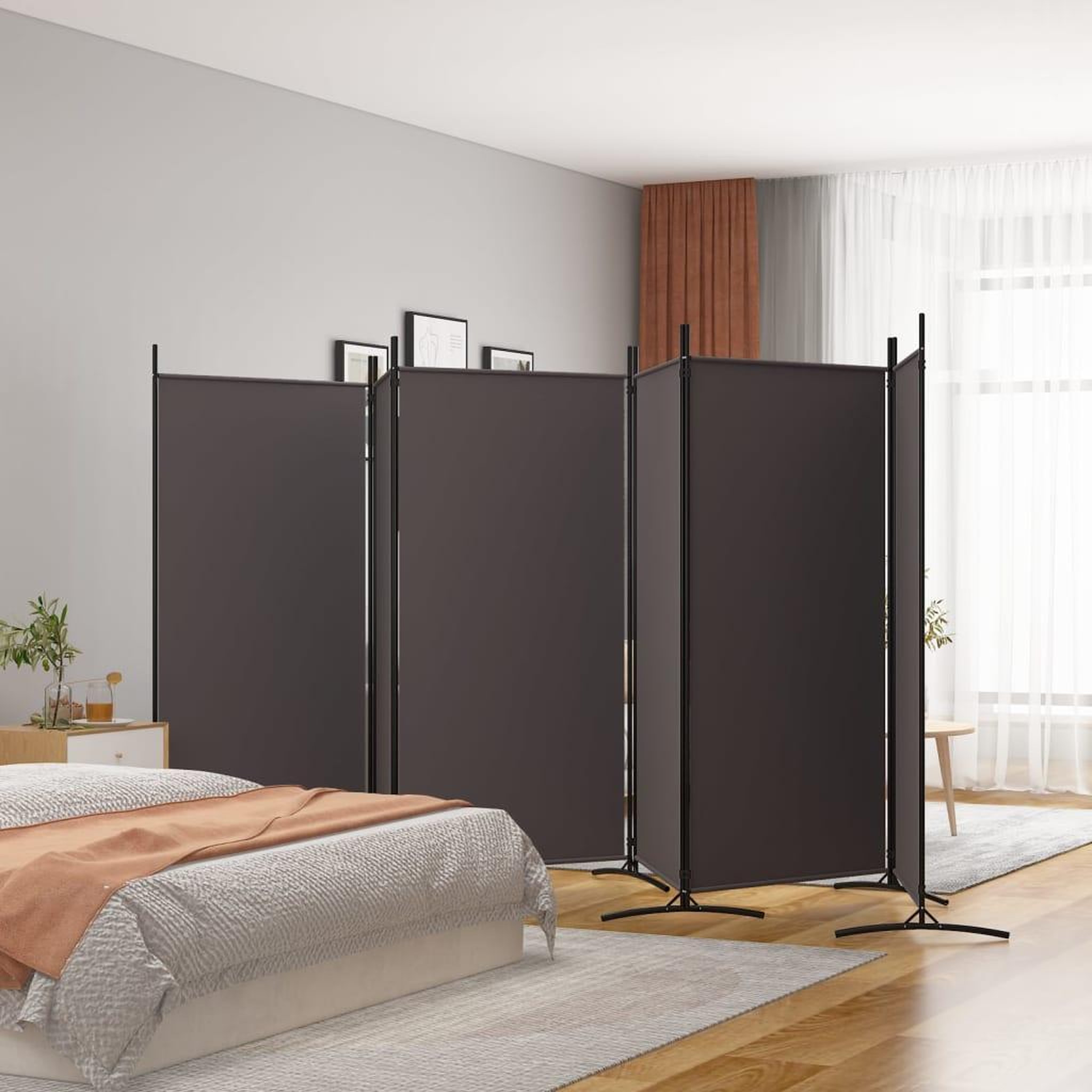 VIDAXL Cloison de separation 6 panneaux Marron 520x180 cm Tissu