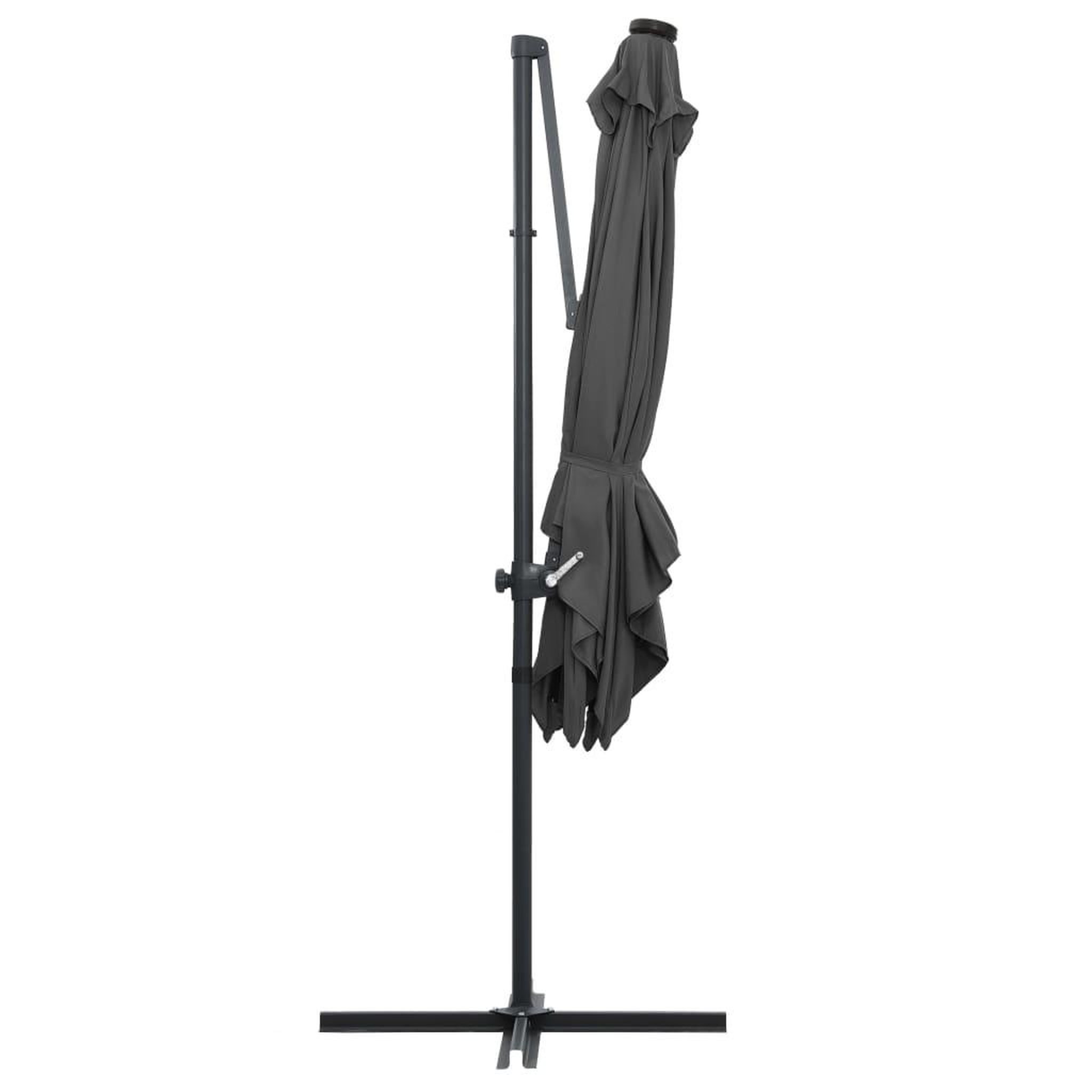 Voir la diapositive 5 : VIDAXL Parasol de jardin en porte-a-faux lumieres LED et mat en acier