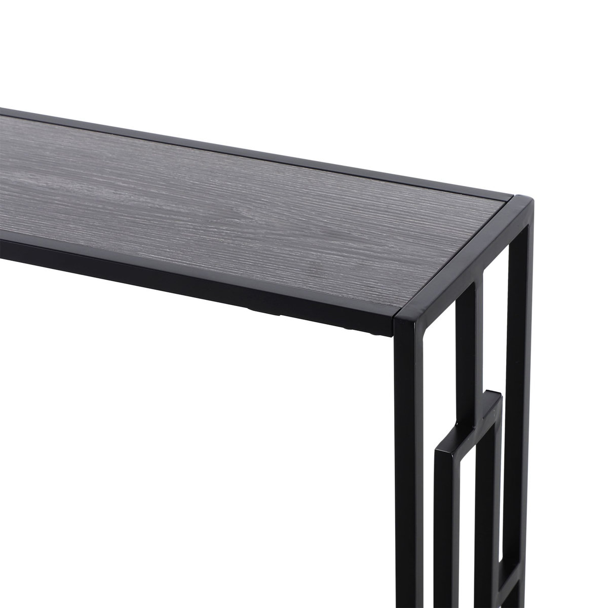 HOMCOM Console table d'appoint design industriel dim. 106L x 23l x 76H cm étagère acier noir panneaux particules bois gris