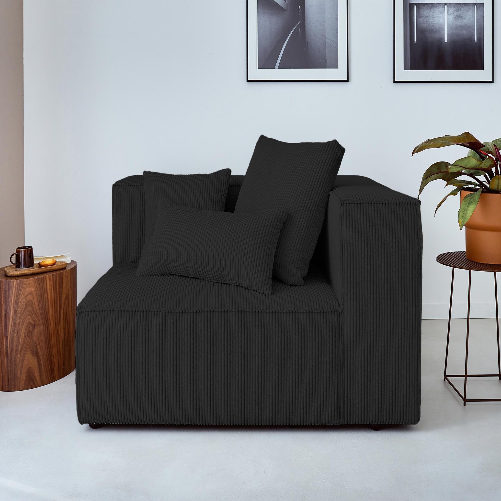 Voir la diapositive 2 : LISA DESIGN Colombine - module d'assise droit - en velours côtelé
