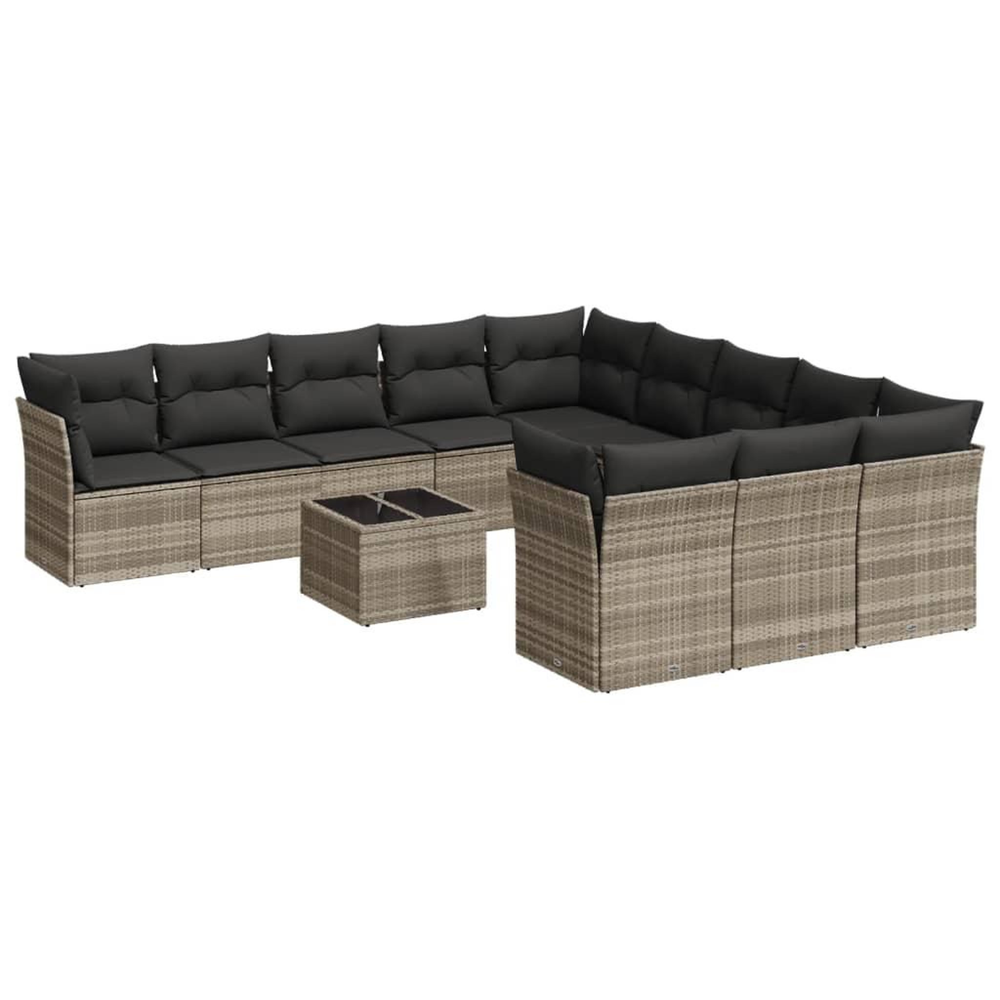 Voir la diapositive 2 : VIDAXL Salon de jardin avec coussins 12 pcs gris clair resine tressee